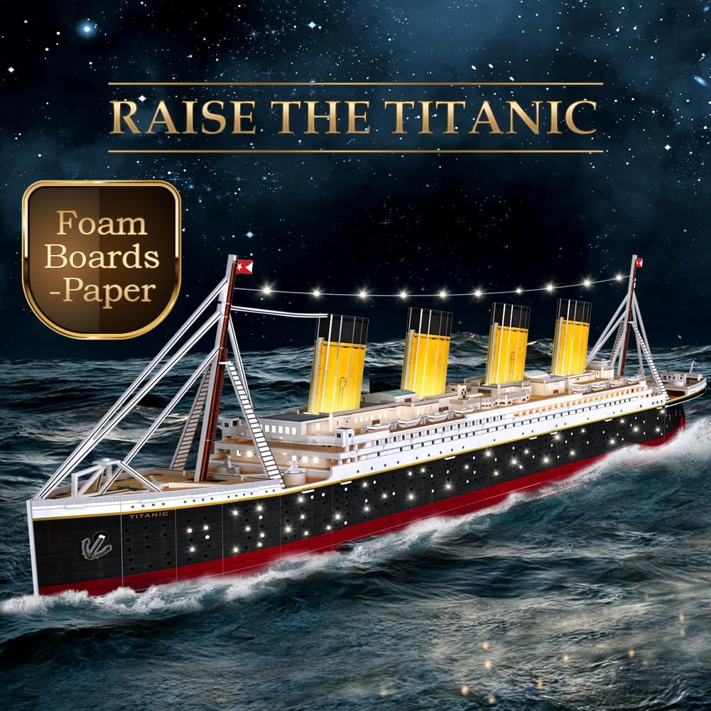 Detalle 2 de CubicFun LED 3D Puzzle Titanic Ship Model 88 cm 266 pieces 🚢