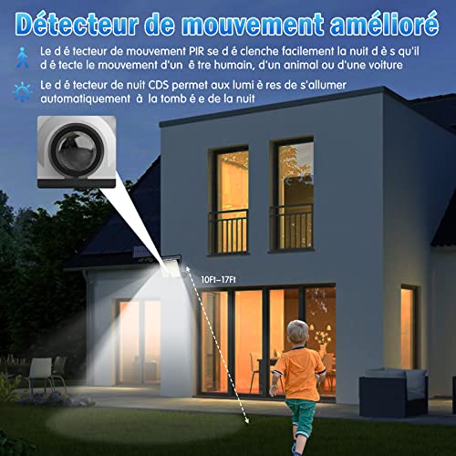 Detalle 2 de KagoLing Lampe Solaire Extérieure – 202 LED, Détecteur Mouvement, Télécommande, panneau séparé 5m