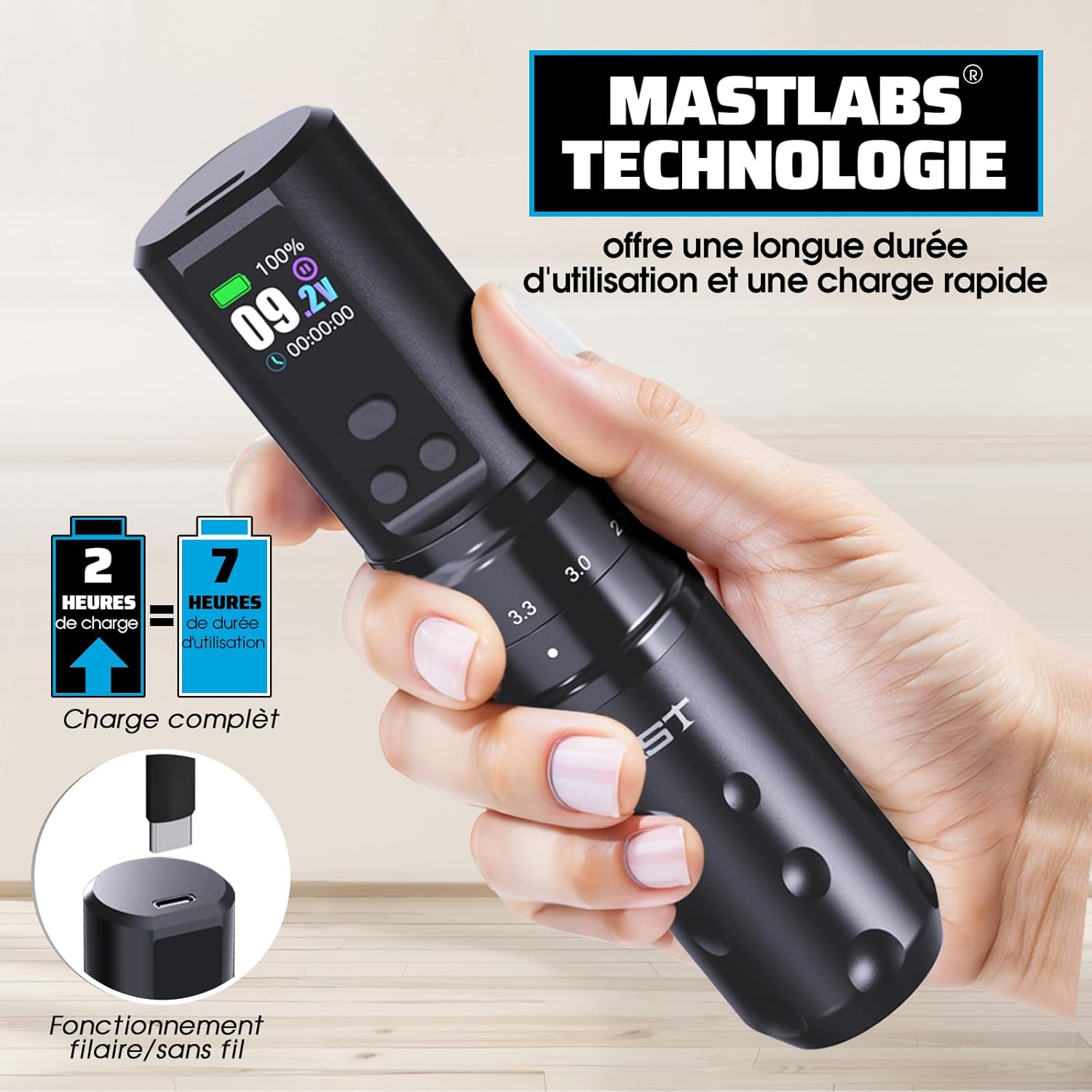 Thumbnail 3 de Mast Fold2 Pro Kit: Machine à Tatouer Sans Fil Rotative Professionnelle