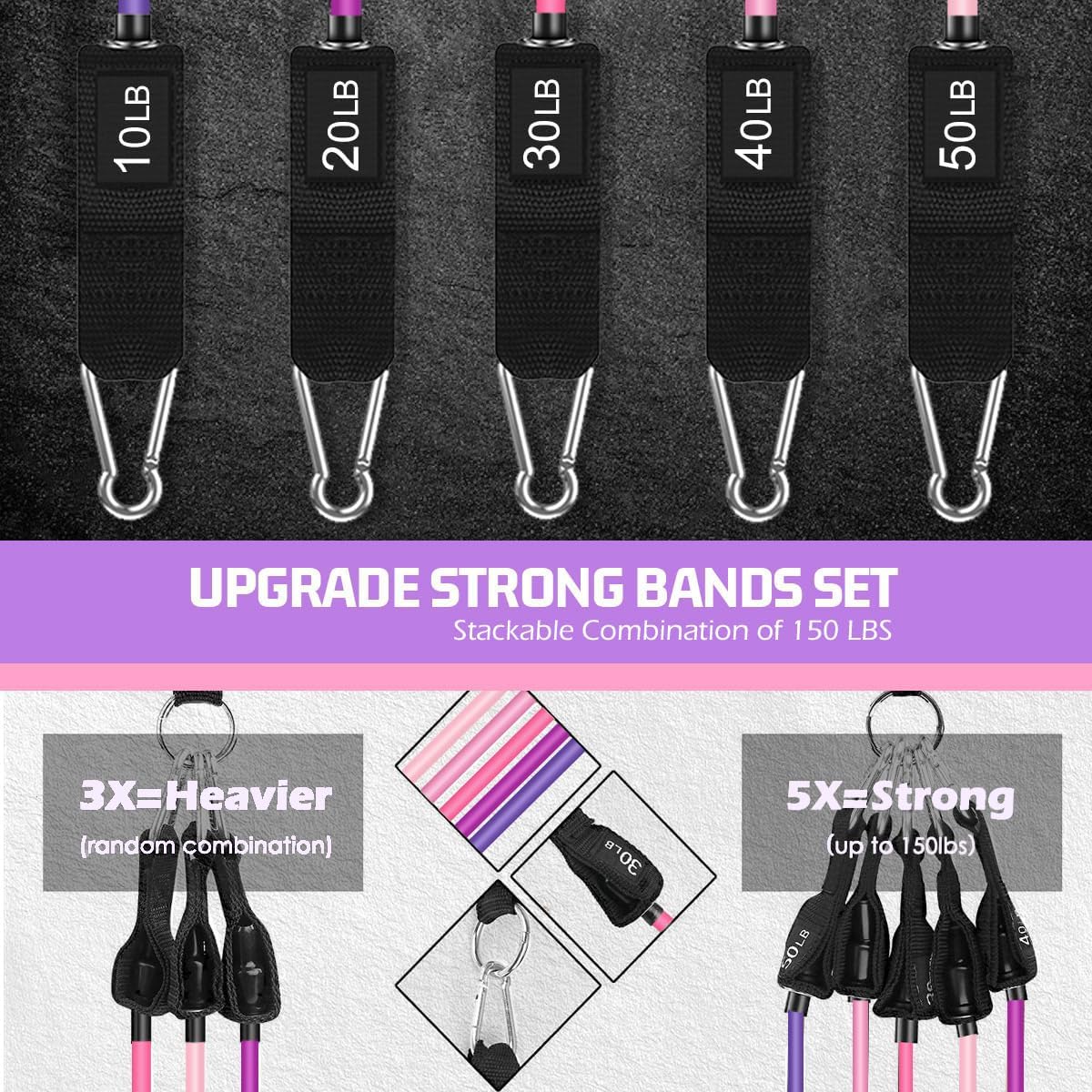 Thumbnail 3 de VEICK Resistance Bands with Handles – 5-band set for Home Fitness