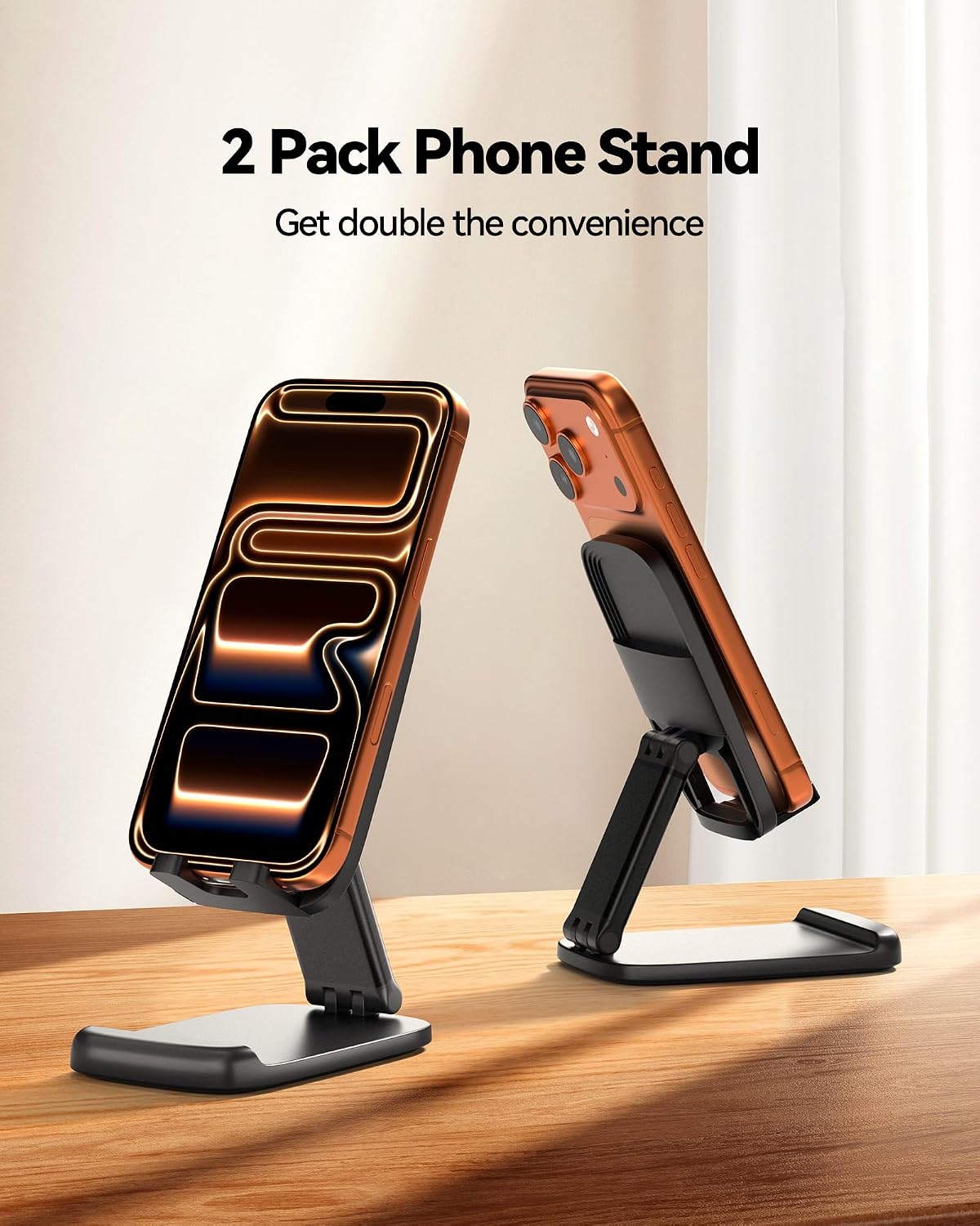 Detalle de NKNZLY YYS333 2-Pack Foldable Adjustable Cell Phone Stand, Black