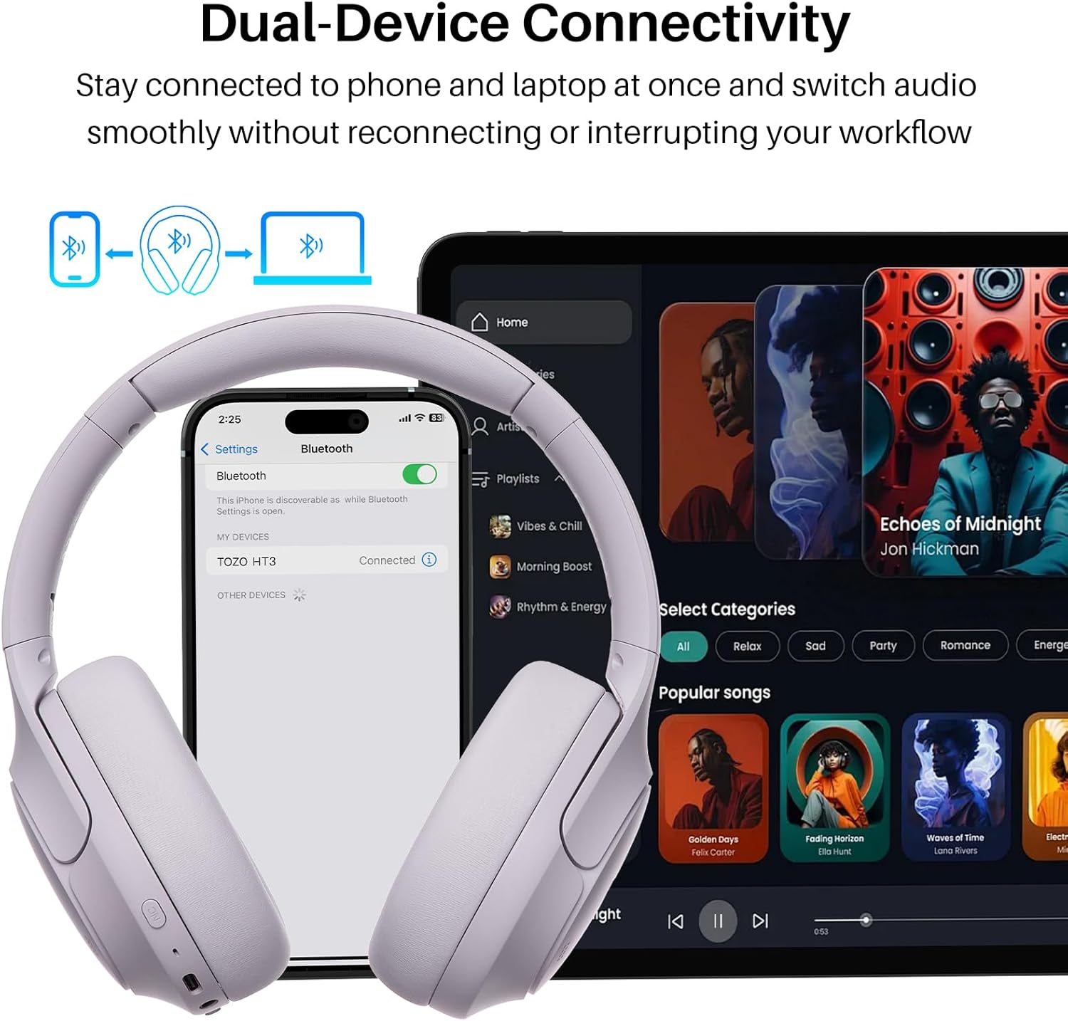 Thumbnail 6 de TOZO HT3 : Casque Bluetooth 6.0 avec ANC hybride et autonomie impressionnante