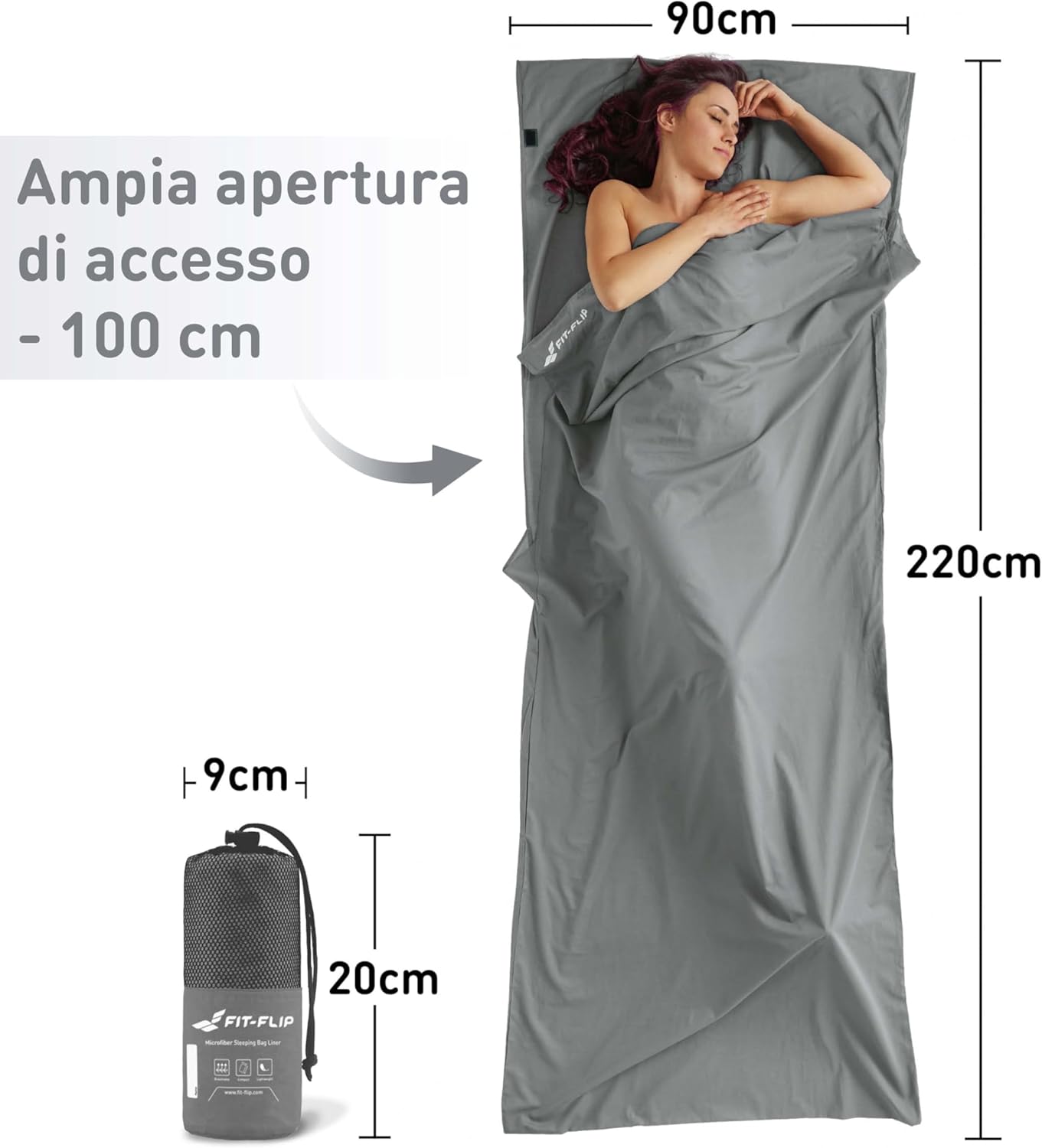 Detalle 2 de Fit-Flip Sacco Lenzuolo da Viaggio 220x90 cm