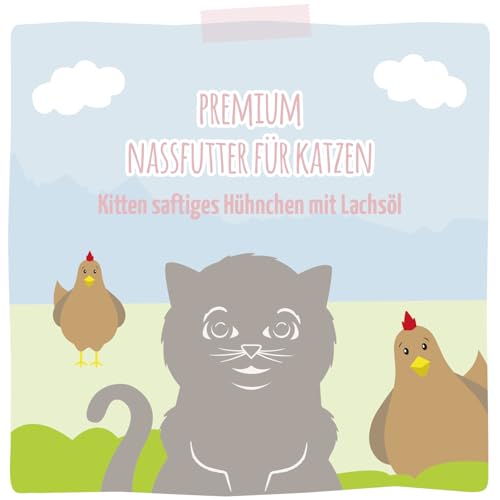 Detalle de MjAMjAM Premium Nassfutter Kitten – Hühnchen mit Lachsöl, getreidefrei, 6 x 400 g