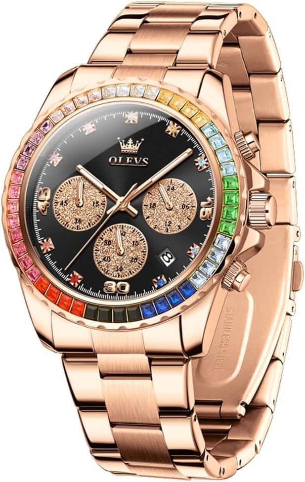 Thumbnail 6 de OLEVS Business-Luxus Herrenuhr mit Skelettdesign, Chronograph-Optik und Mondphasen-Display
