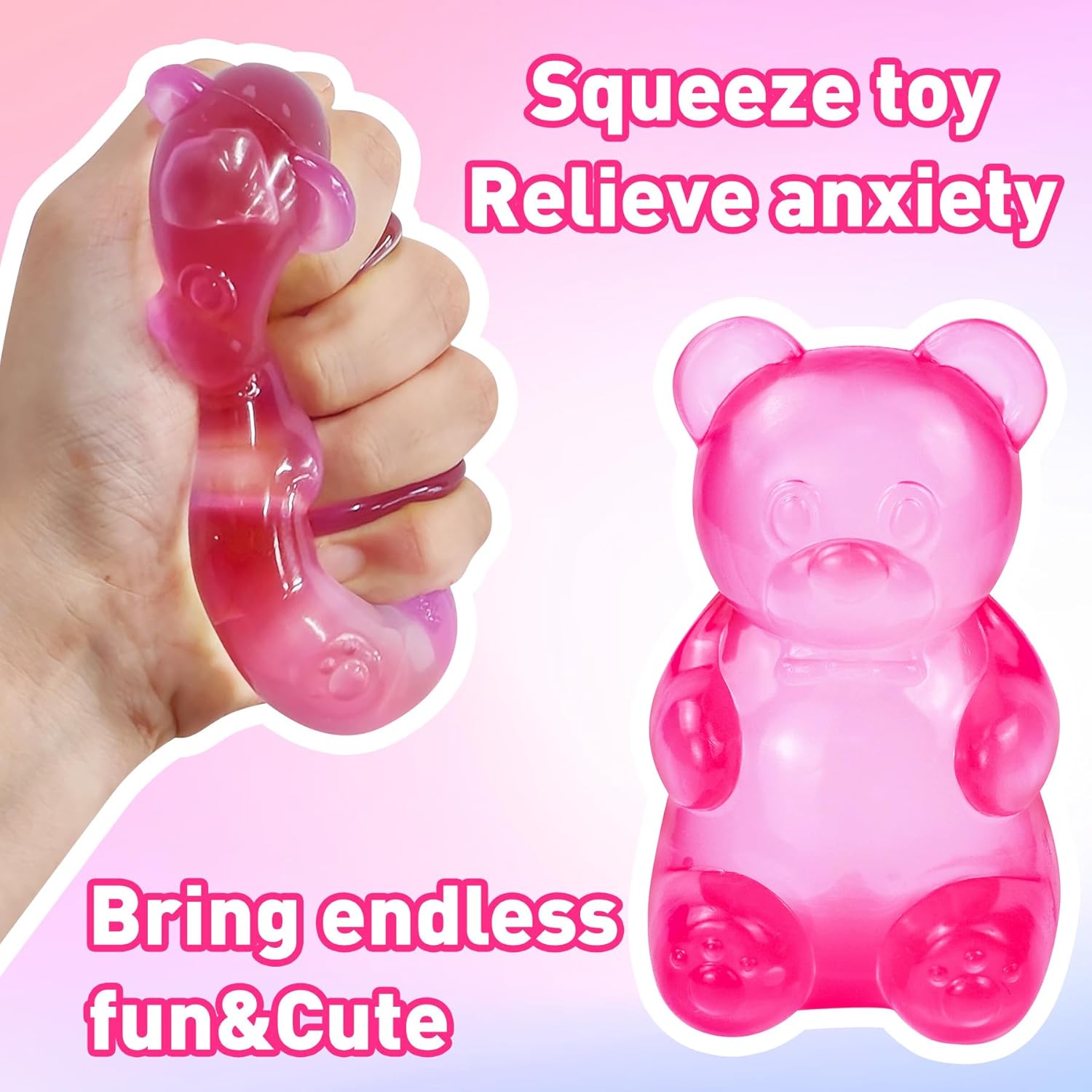 Detalle de tngtswwcv Stress Bear Squishy Toy, Rose Silicone Bear Stress Ball