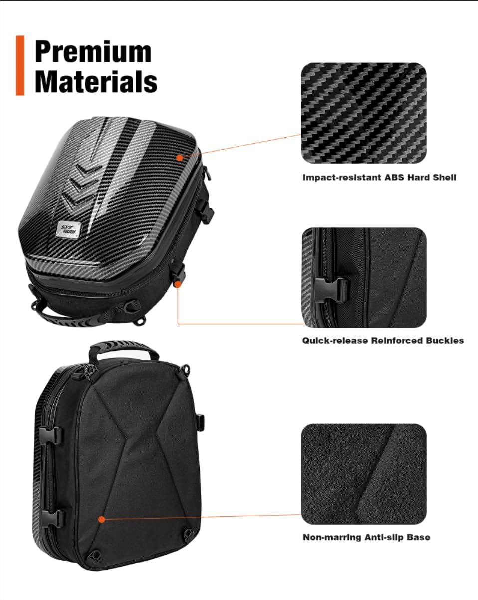 Thumbnail 2 de Grapelet borsa posteriore impermeabile per moto con capacità espandibile 24L–35L e guscio rigido ABS