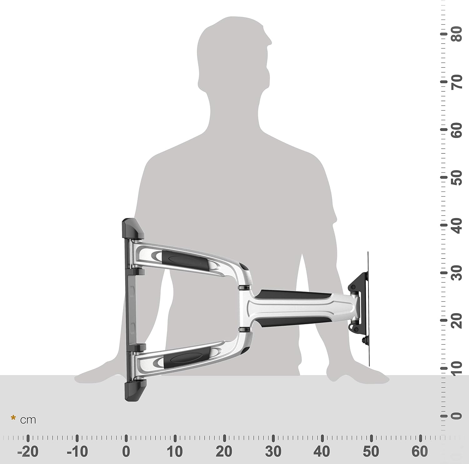Thumbnail 4 de Support mural TV RICOO Support Murale S0722 orientable et inclinable universel 17-47" (VESA 200 x 200) argent