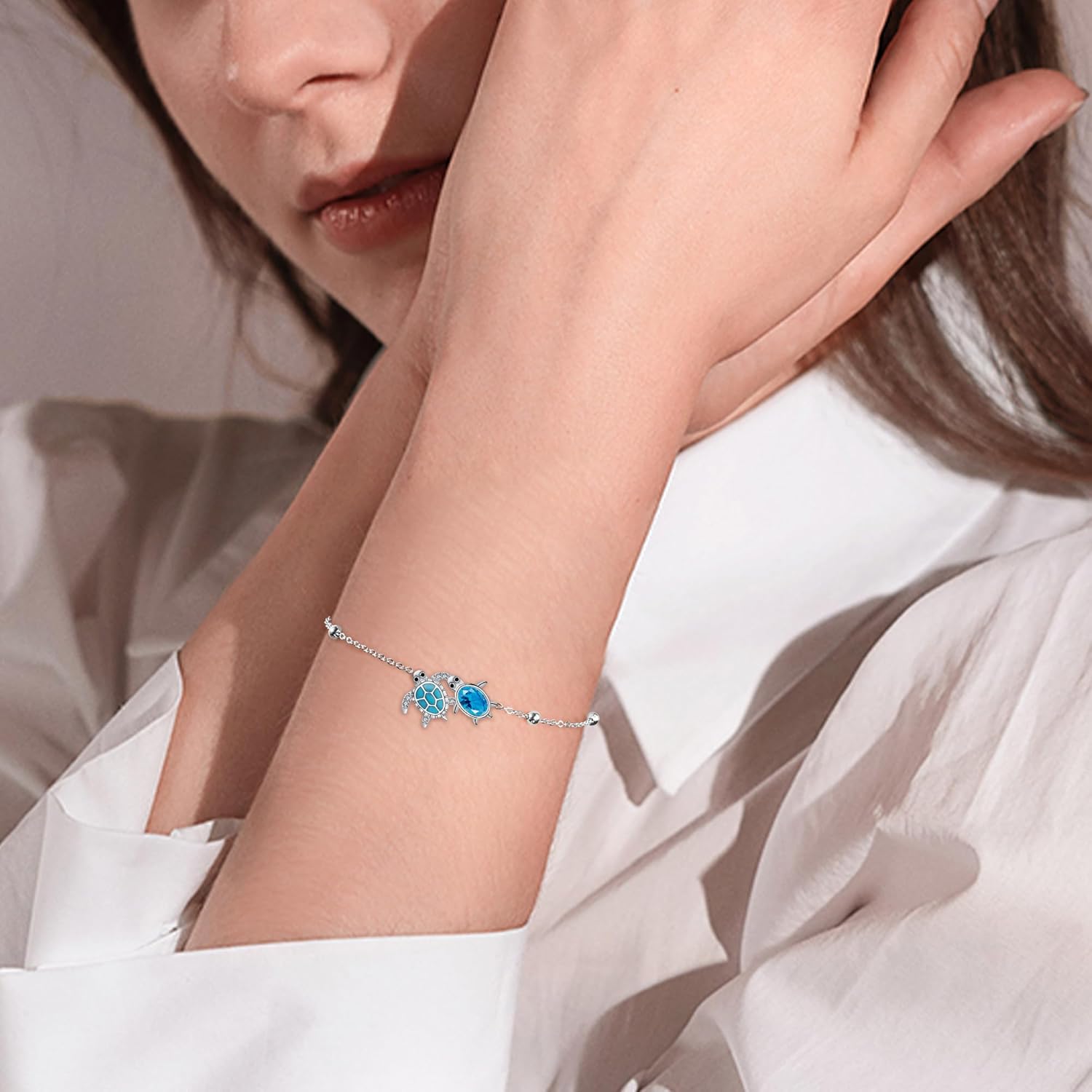 Detalle de Micory Femme – Bracelet Tortue en Argent Sterling 925 Réglable, Cadeau Élégant
