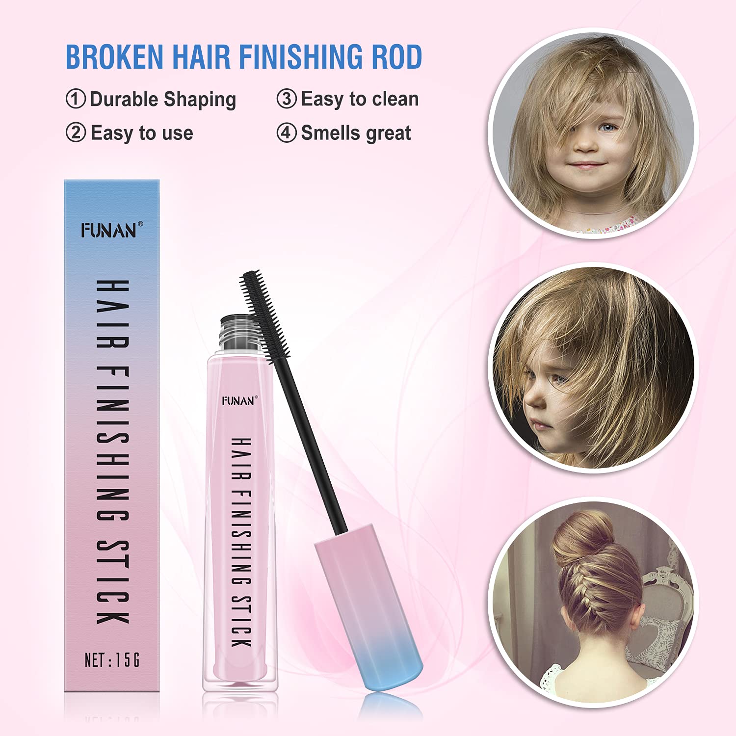 Detalle de FUNAN Hair Finishing Stick 2-Pack, Travel-Size Flyaway Wand