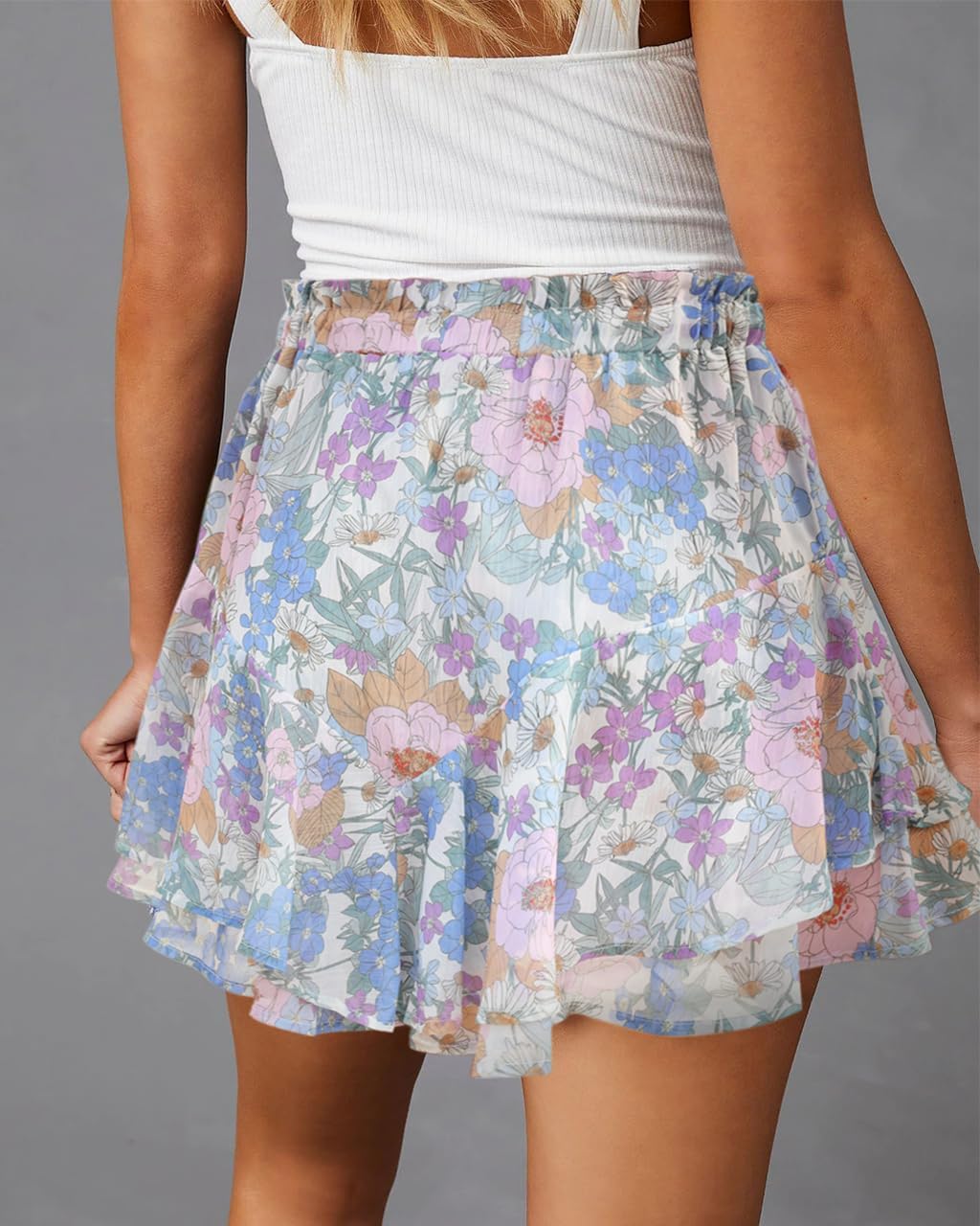 Thumbnail 1 de Aoudery Flowy Shorts for Women (Boho Floral Skorts) with Adjustable Drawstring & Double-Layer Butterfly Design