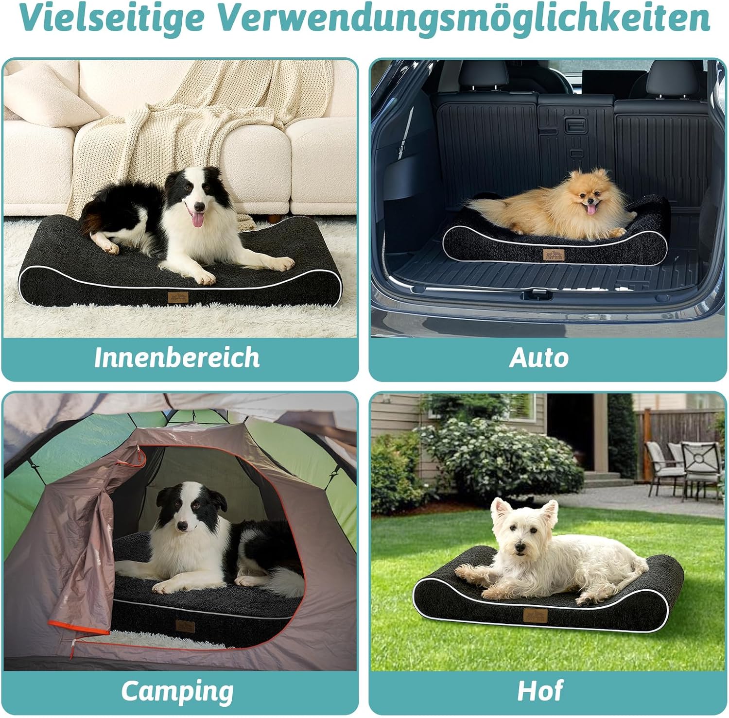 Thumbnail 6 de COZY KISS Orthopädisches Hundebett für große Hunde, mit erhöhtem Rand (129x91x18 cm), waschbare & rutschfeste Hundematte, schwarz