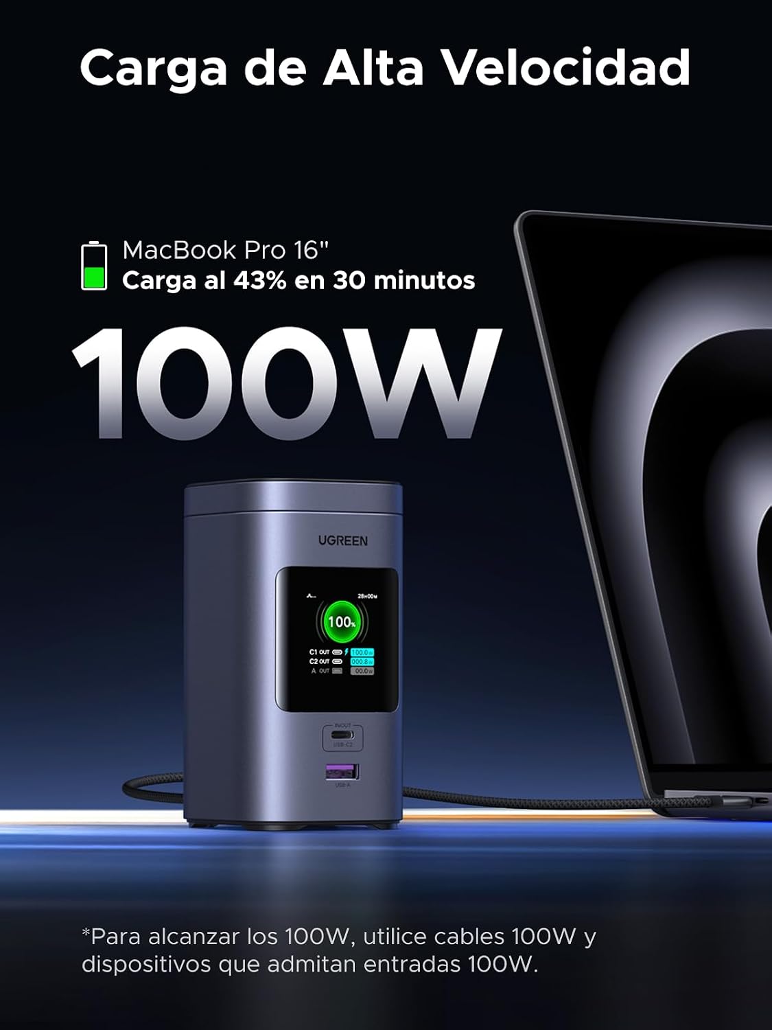 Detalle de UGREEN Nexode Power Bank 20000mAh 145W