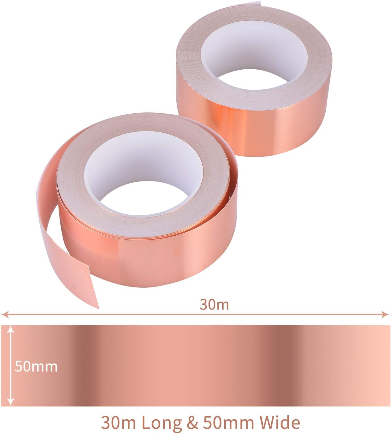 Detalle 2 de Zalava 50 mm x 30 m Kupferband als EMI-/EMV-Abschirmband und Schneckenschutz
