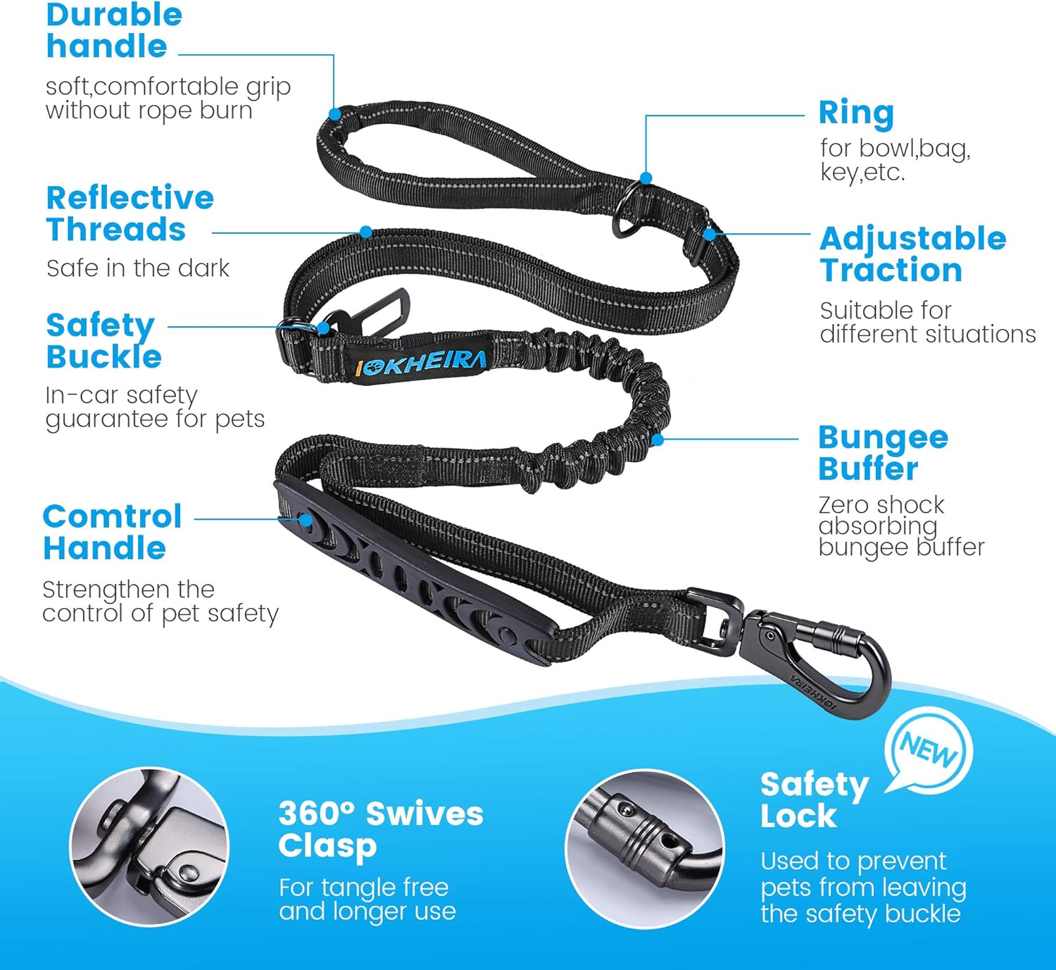 Detalle 2 de Iokheira Bungee Dog Lead 4-6 Ft