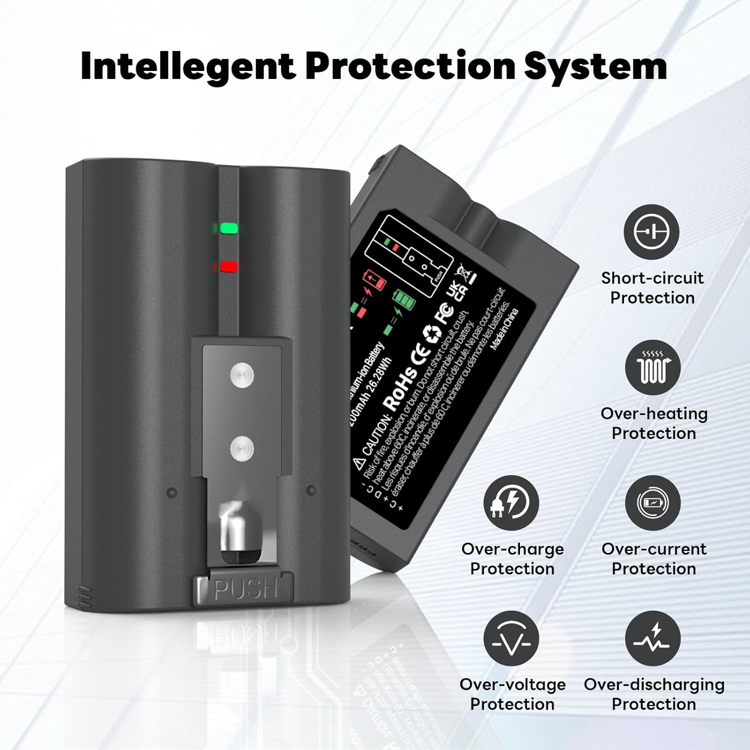 Detalle de Upgraded 2er-Set Ersatzakku für Ring (7200 mAh) – kompatibel mit Doorbell 2/3/4/3+, Stick Up Cam und weiteren Kameras