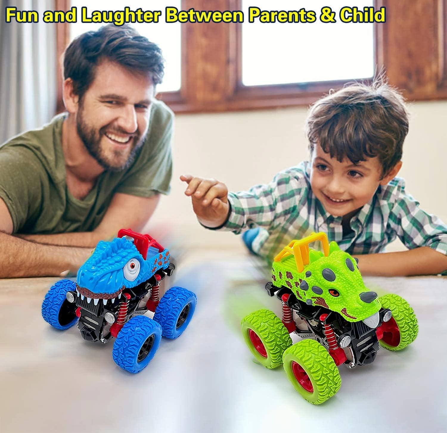 Detalle 1 de AESTEMON 2226A Dinosaur Monster Truck Toys, 2-Pack Pull-Back Trucks