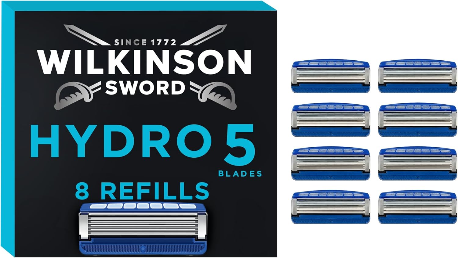Detalle de Wilkinson Sword Hydro 5 – pack de 8 recharges de lames avec revêtement carbone et gel hydratant