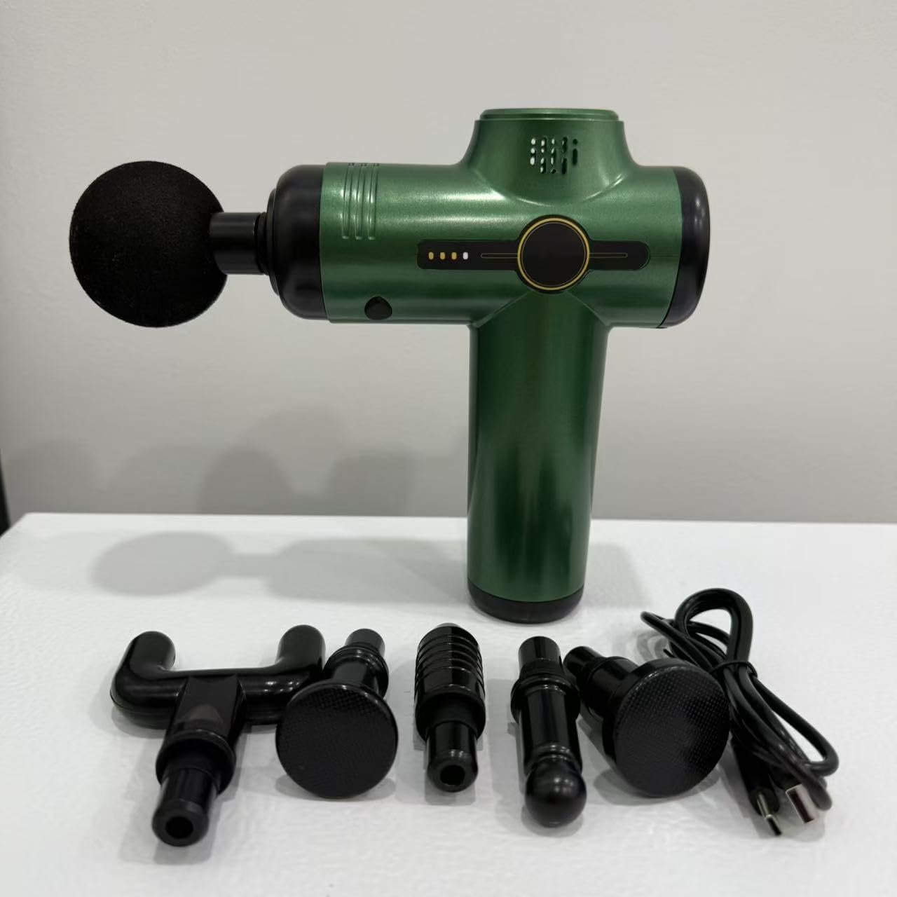 Detalle 2 de KUMAIGO Mini Massagepistole für Nacken & Schulter – 6 Stufen, 6 Köpfe, Ultra leise, USB‑C wiederaufladbar (Grün)