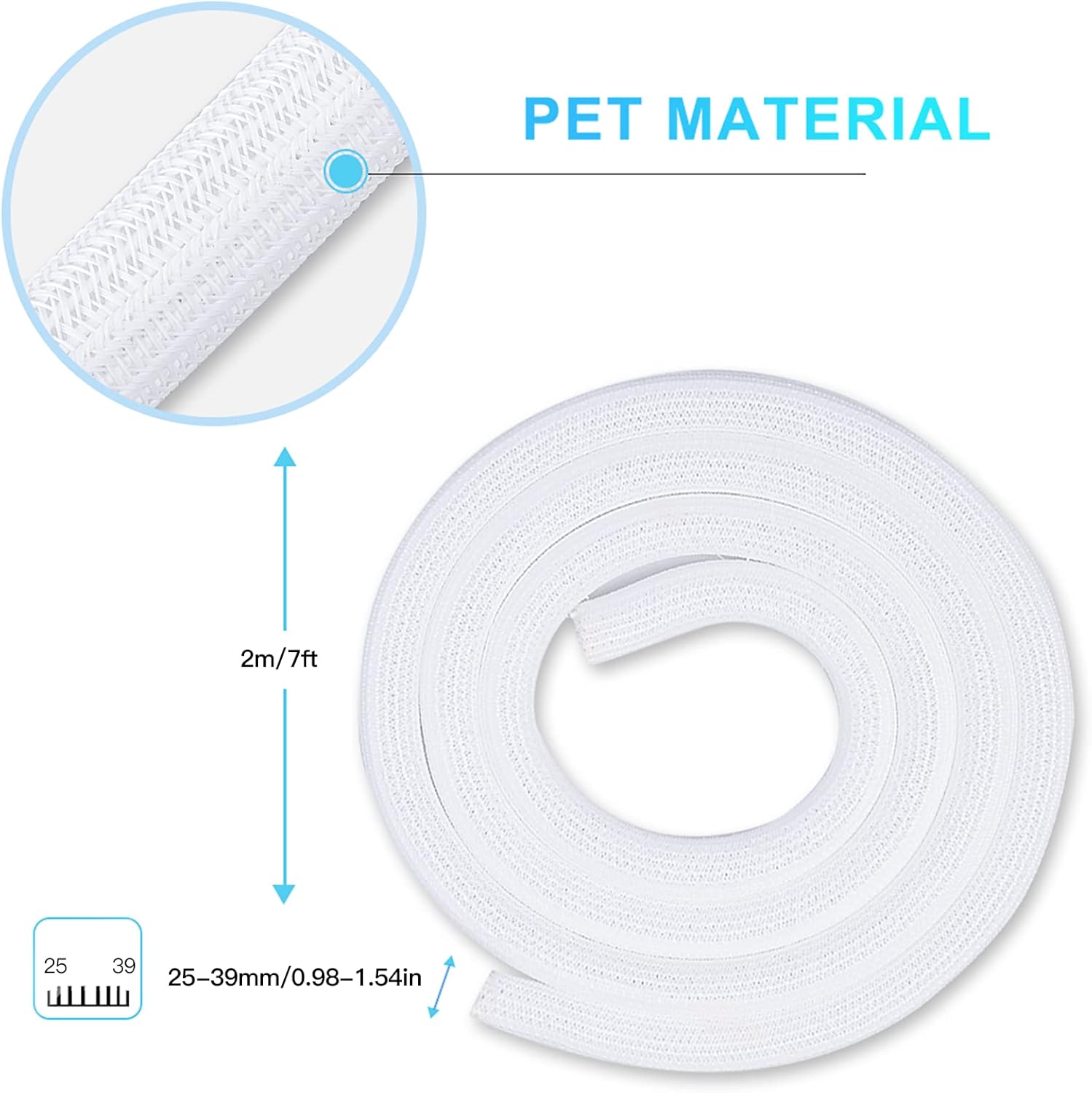 Thumbnail 5 de Cable Sleeve Cover (10ft) for Under-Desk Cable Management, 1–1.5 inch, White