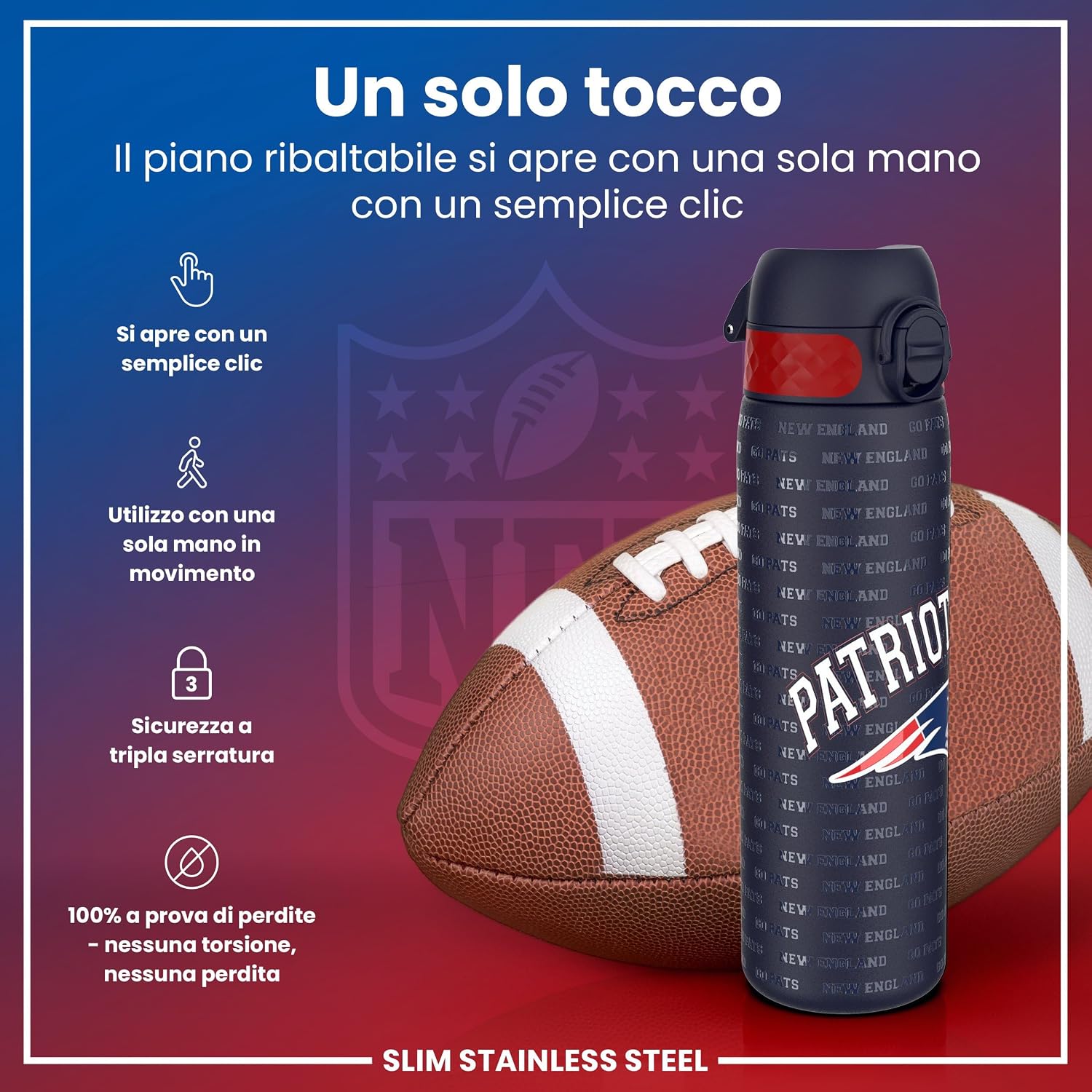 Thumbnail 2 de Ion8 NFL New England Patriots 600ml borraccia