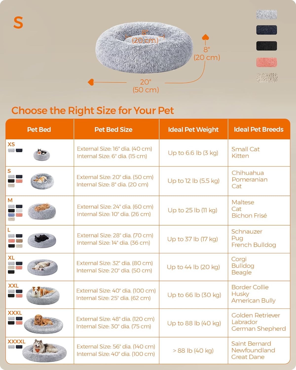 Thumbnail 4 de Feandrea PGW037G01 Fluffy Dog Bed