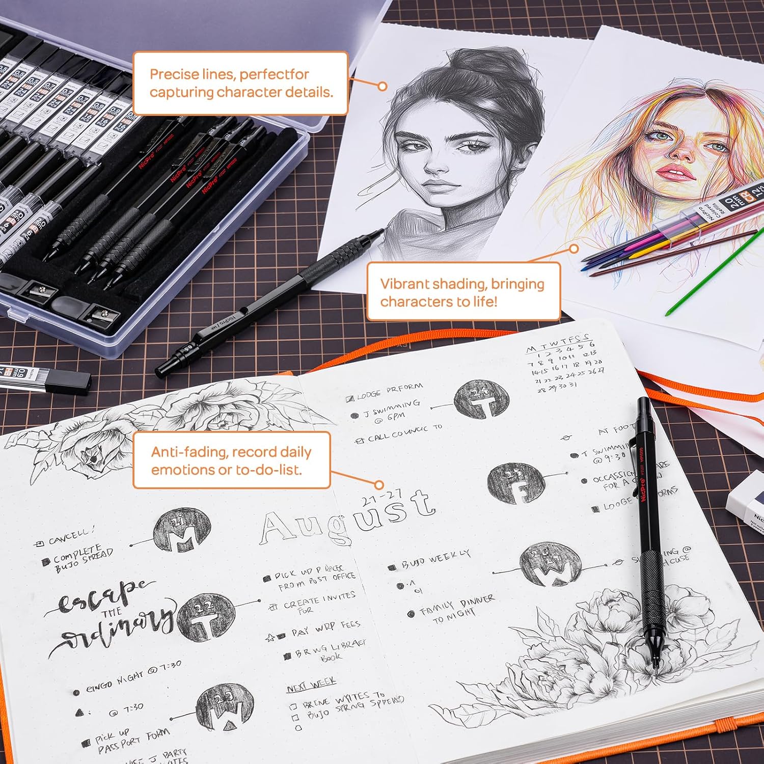Thumbnail 5 de Nicpro Metall Druckbleistifte Set 35 Teile 0,5–2,0 mm ✏