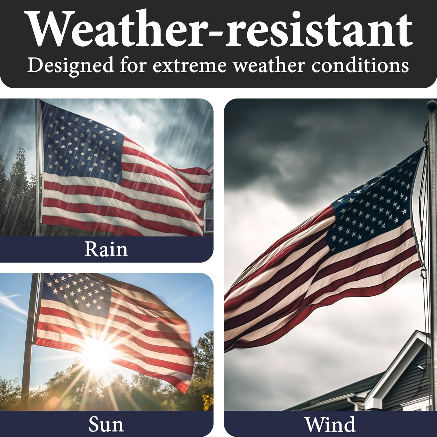 Thumbnail 6 de Rushmore Rose USA 4x6 Outdoor American Flag in Heavy-Duty Spun Polyester