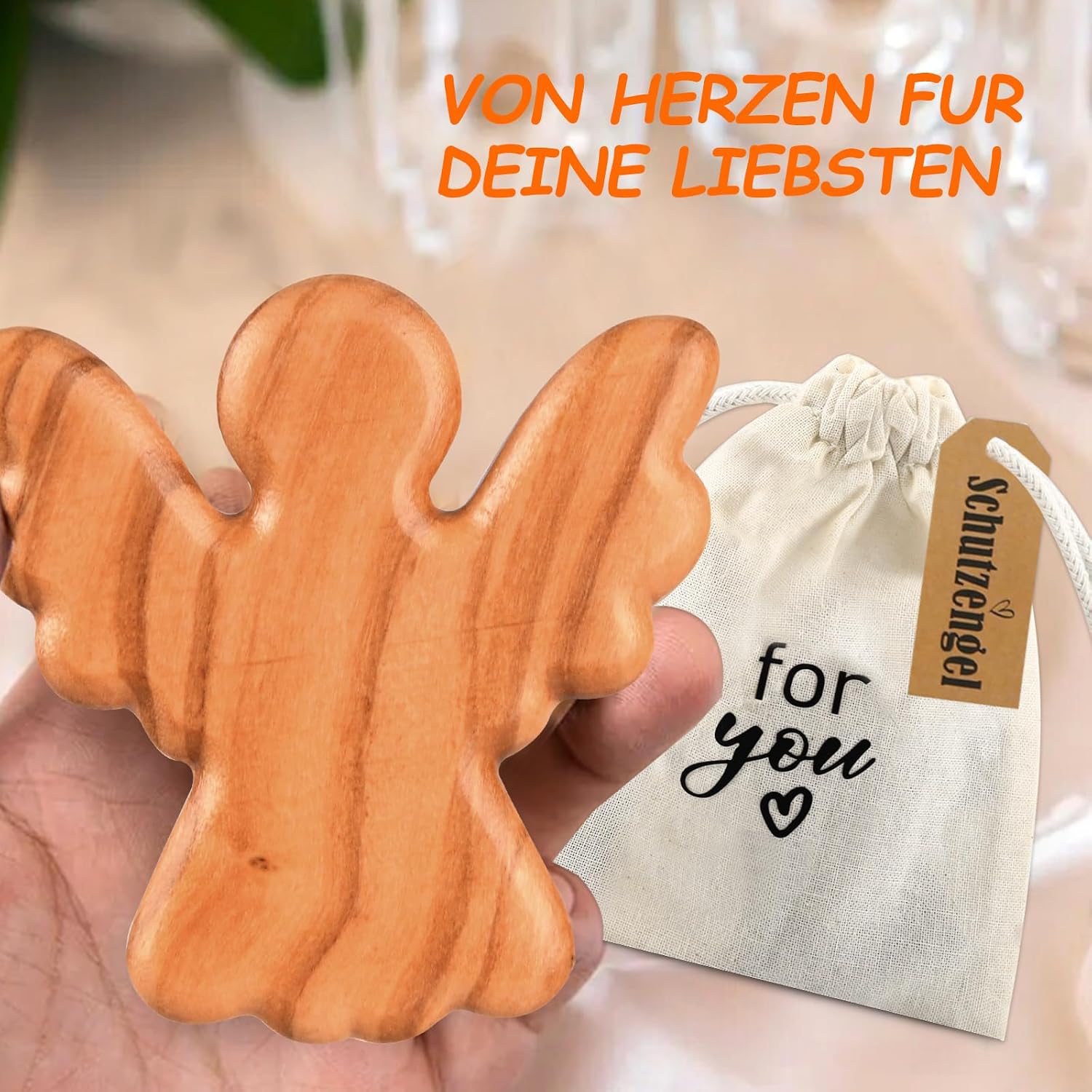 Thumbnail 3 de Guardian Angel Olivenholz Schutzengel