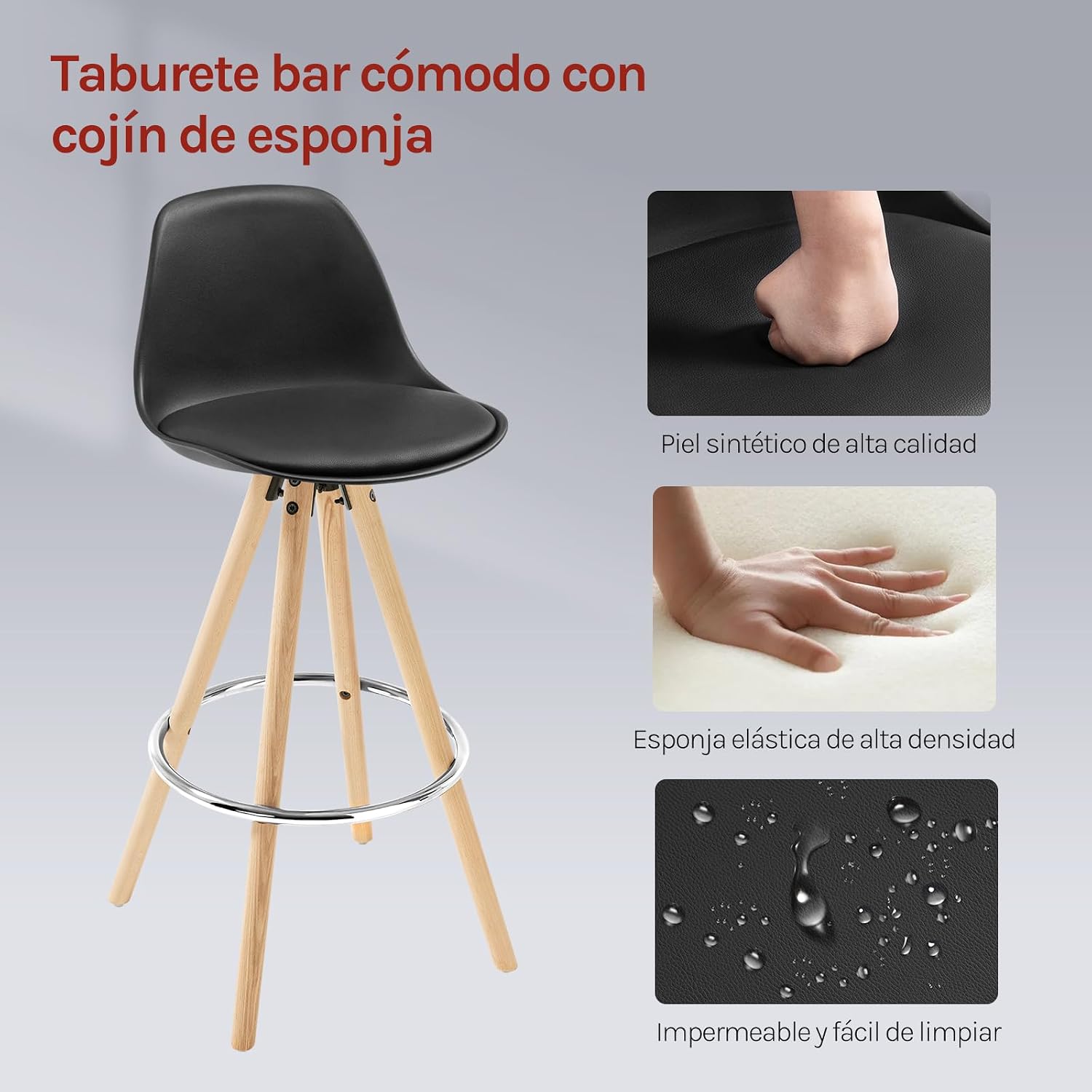Thumbnail 3 de WOLTU Juego de 2 Taburetes de Bar 150 kg