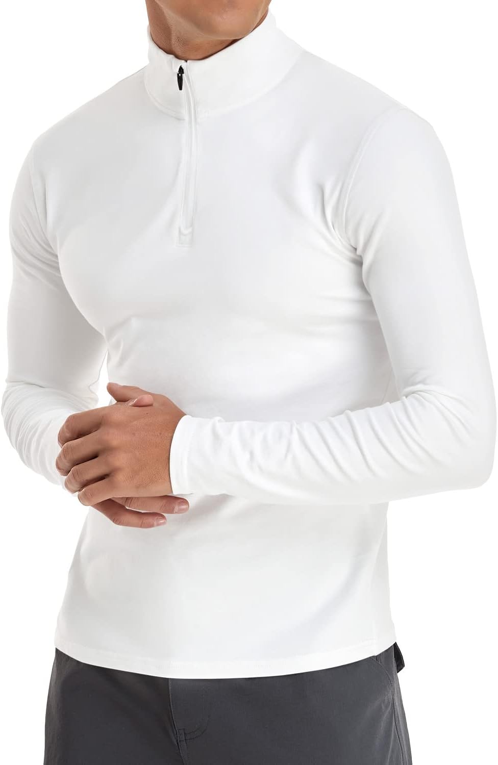 Detalle de KUYIGO Men's Long & Short Sleeve Polo Shirts 1/4 Zip – Slim Fit Cotton Casual Tops