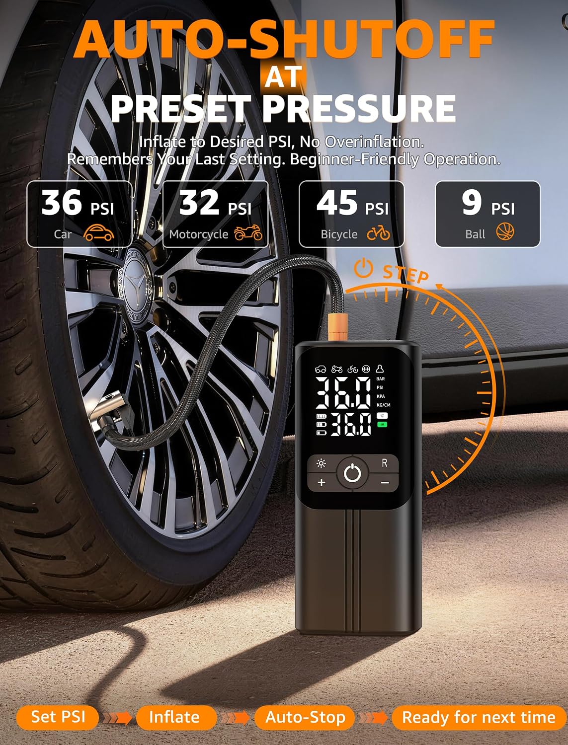 Thumbnail 4 de Demlaies Cordless Tyre Inflator with 6000mAh Battery and 150 PSI