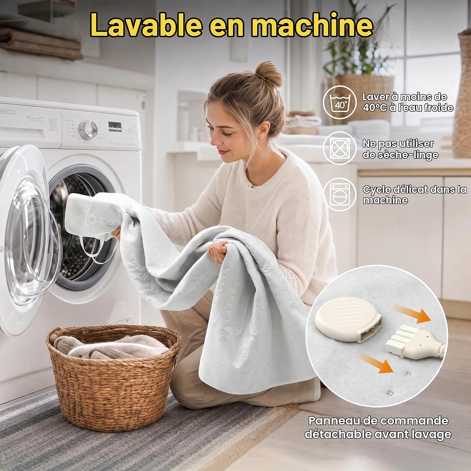 Detalle de TLGREEN EU-MP2410 elektrische bedwarmer 150 x 80 cm, 6 warmtestanden
