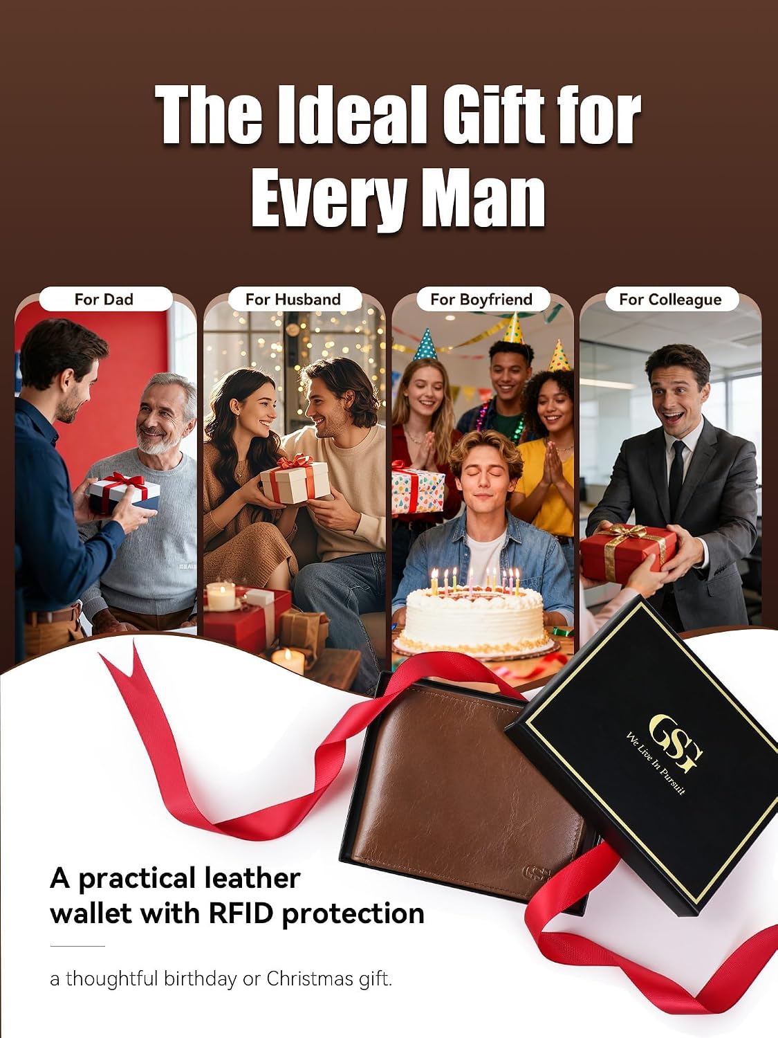 Thumbnail 6 de GSG SINCE 1998 Mens Cowhide Leather Wallet 17-card 👛