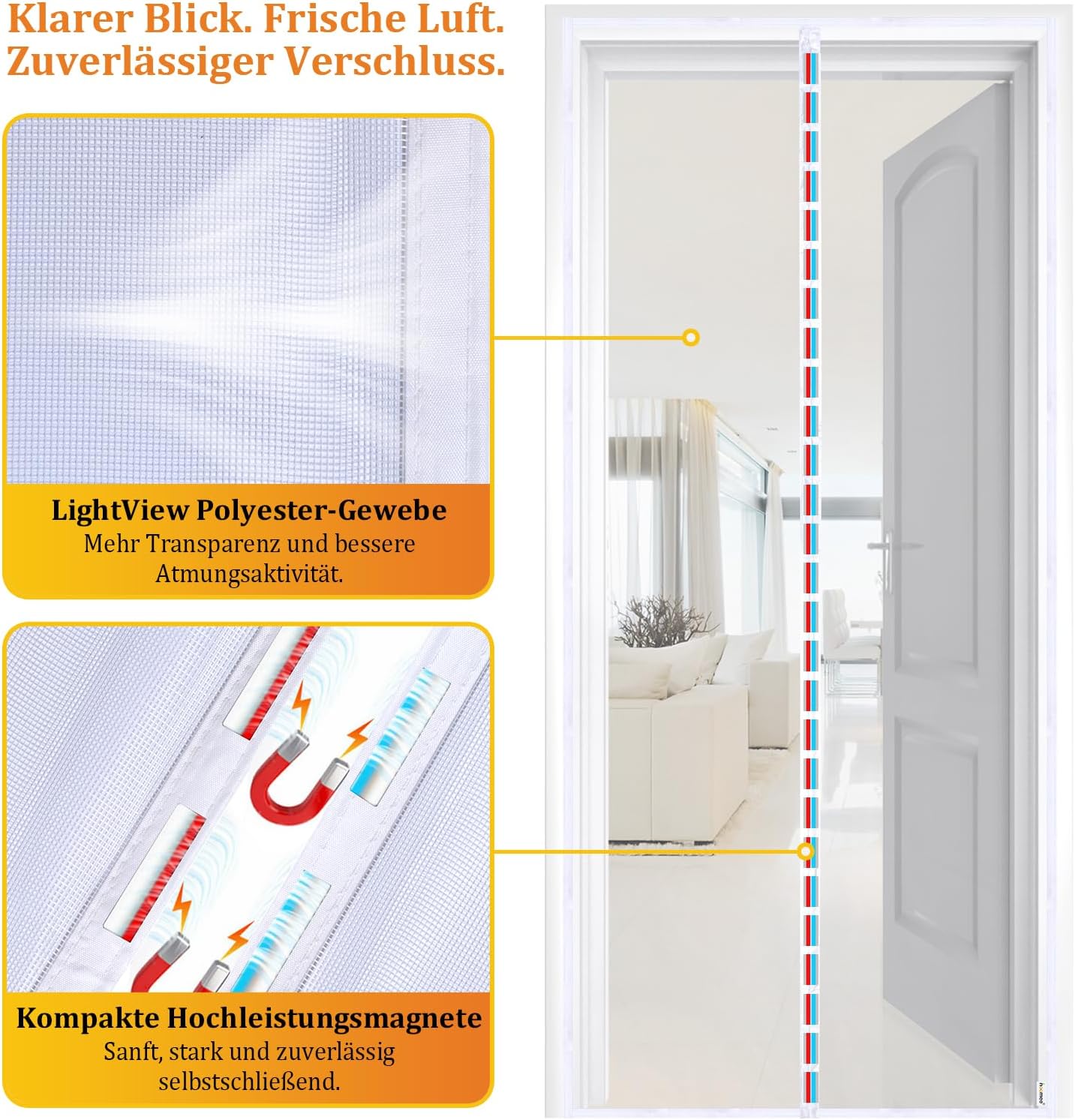 Thumbnail 1 de HOOMEE Fliegengitter Tür Magnet – 120x220 cm, lichtdurchlässig und langlebig