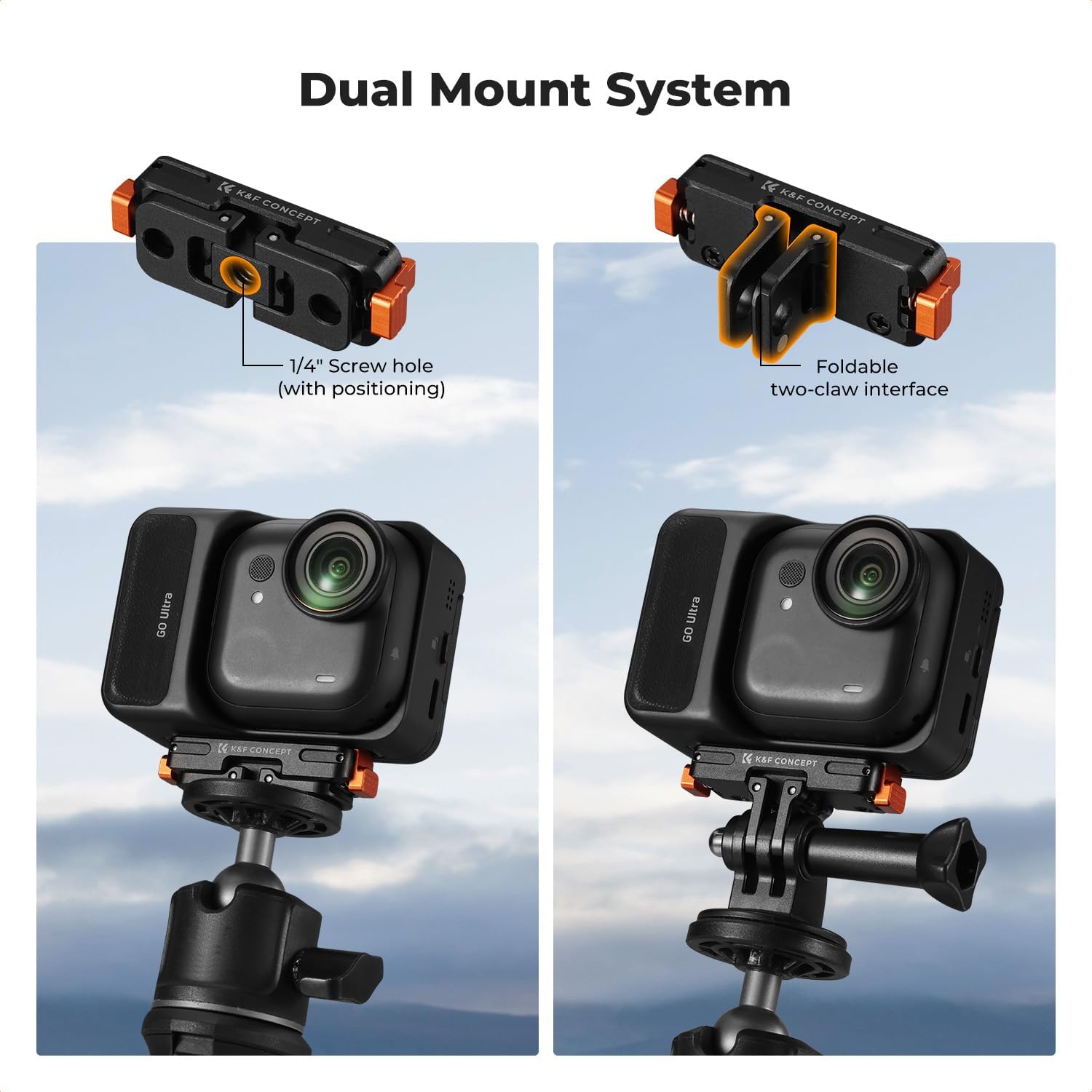Thumbnail 2 de K&F CONCEPT Adattatore a Sgancio Rapido Magnetico per Insta360 GO Ultra – Base di Espansione 1/4" e Connettore Ribaltabile
