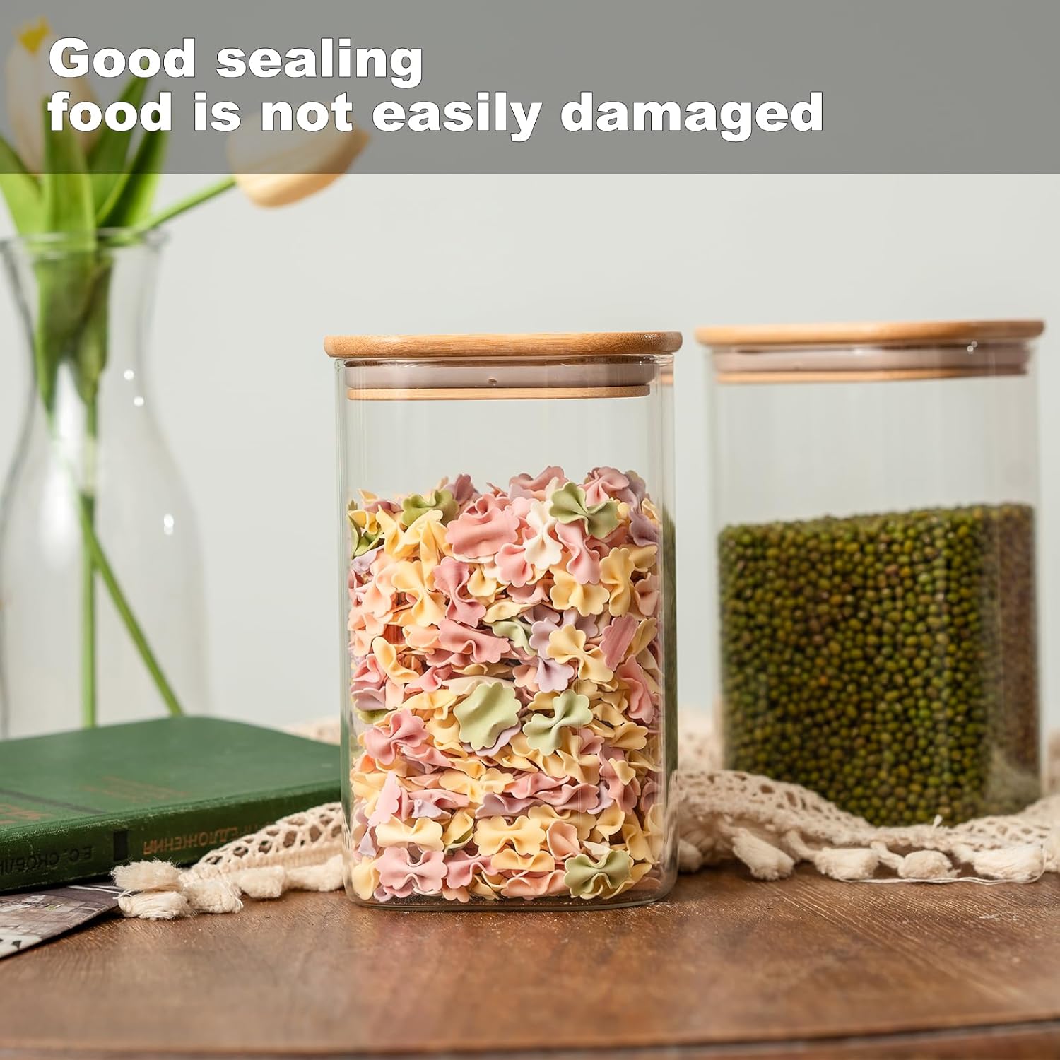 Thumbnail 6 de Glass Food Storage Jars 37 oz Set of 6 — Airtight Canisters 🫙