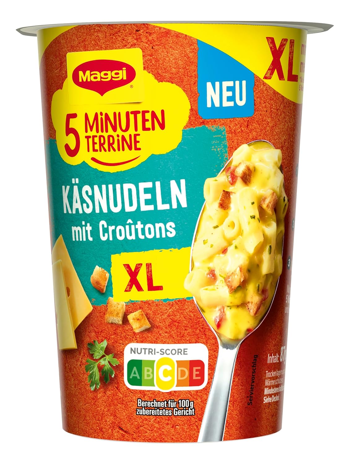 Detalle de MAGGI 5 Minuten Terrine XL Käsenudeln mit Croutons – 8er Pack