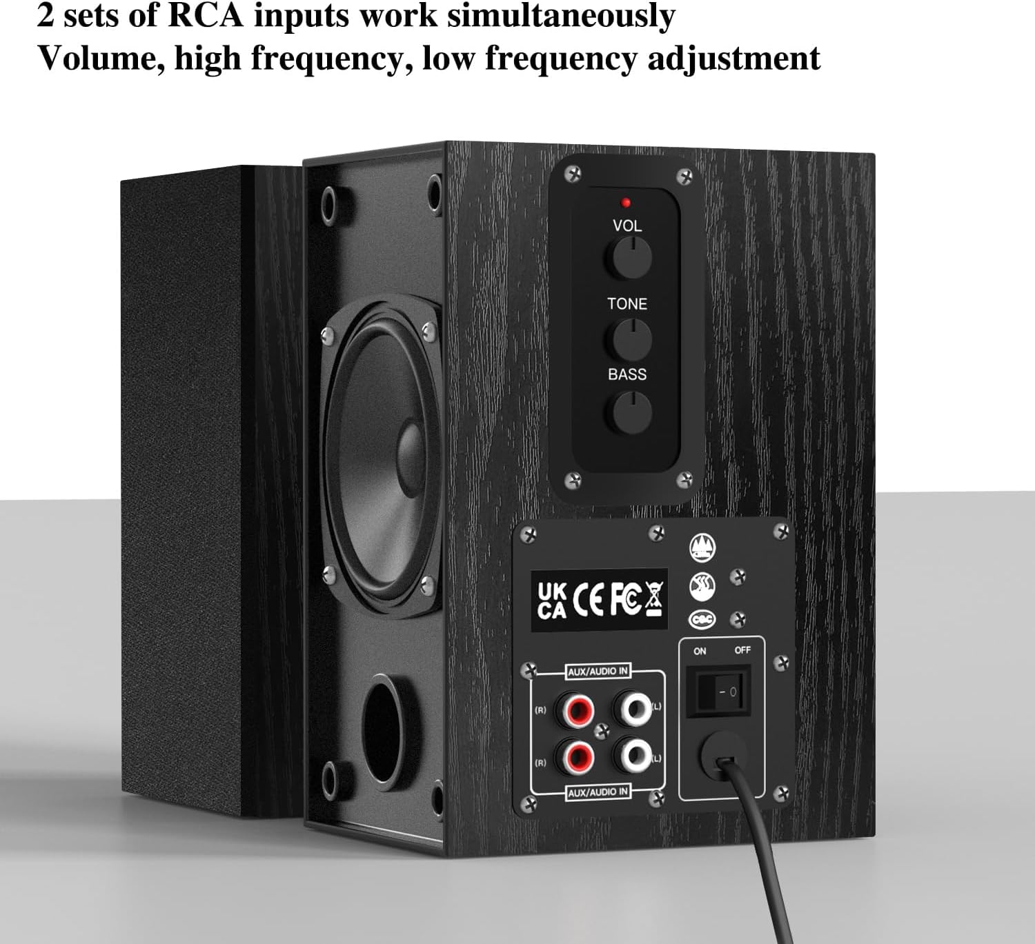 Detalle de Elimavi Active Bookshelf Speakers 2.0: 30W x 2 with 4" Woofers and 3.5mm/RC A inputs