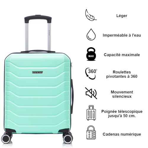 Detalle de RAYKONG RK12, valise cabine 55 x 40 x 20 cm, 40 L, polycarbonate menthe