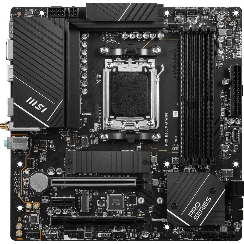 Detalle 2 de MSI PRO B650M-A WIFI: placa base para Ryzen 7000 con conectividad integrada y DDR5