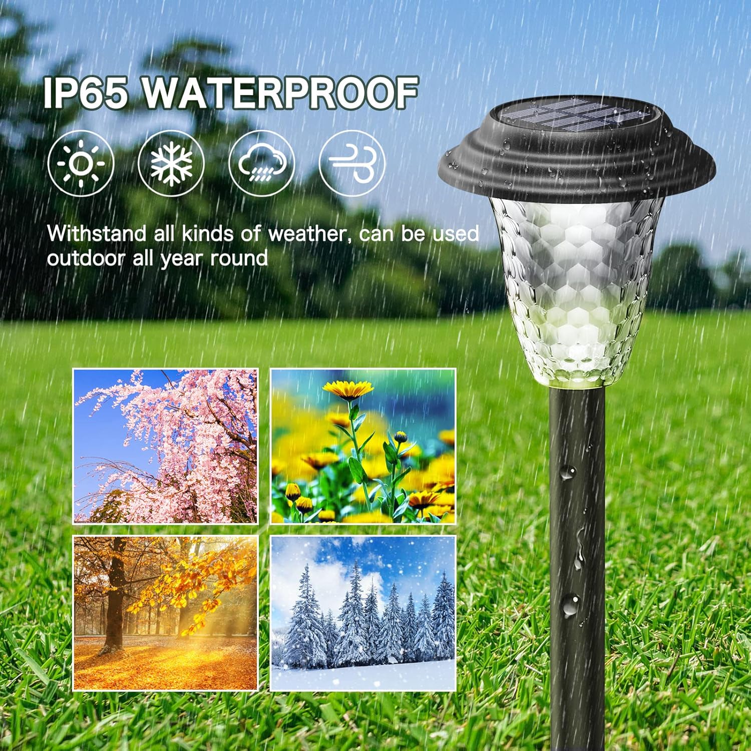 Detalle de BUCASA 8 Pièces Lampe Solaire Extérieur Jardin – Éclairage LED couleur et Blanc chaud, Étanche, sans câbles