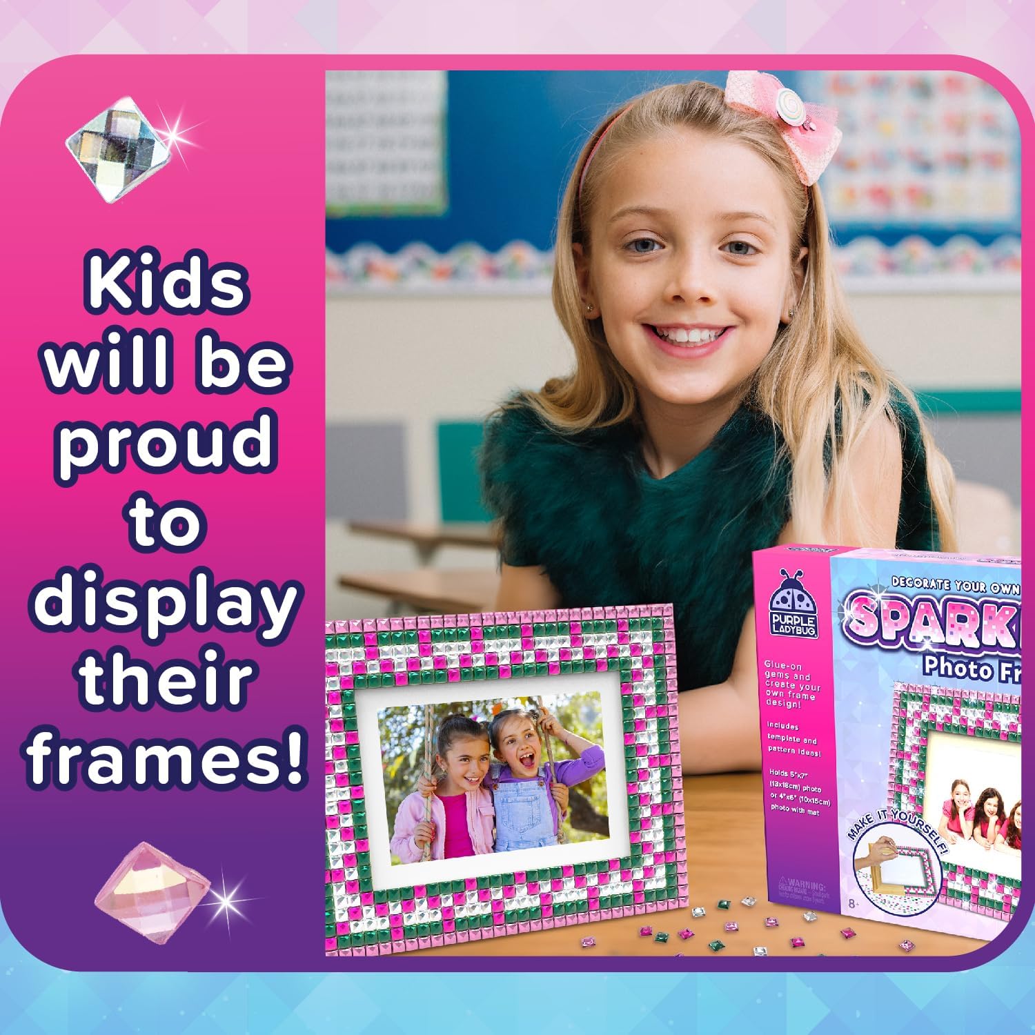 Thumbnail 6 de Purple Ladybug Kids Picture Frame Mosaic Kit