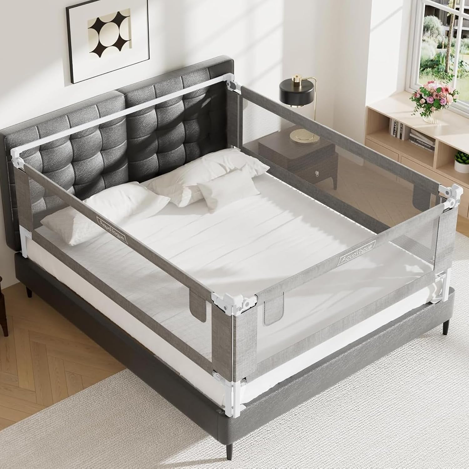 Detalle de AquaVogue BR-G-SKY King-Size Bed Rail, 3-Panel Adjustable Guard