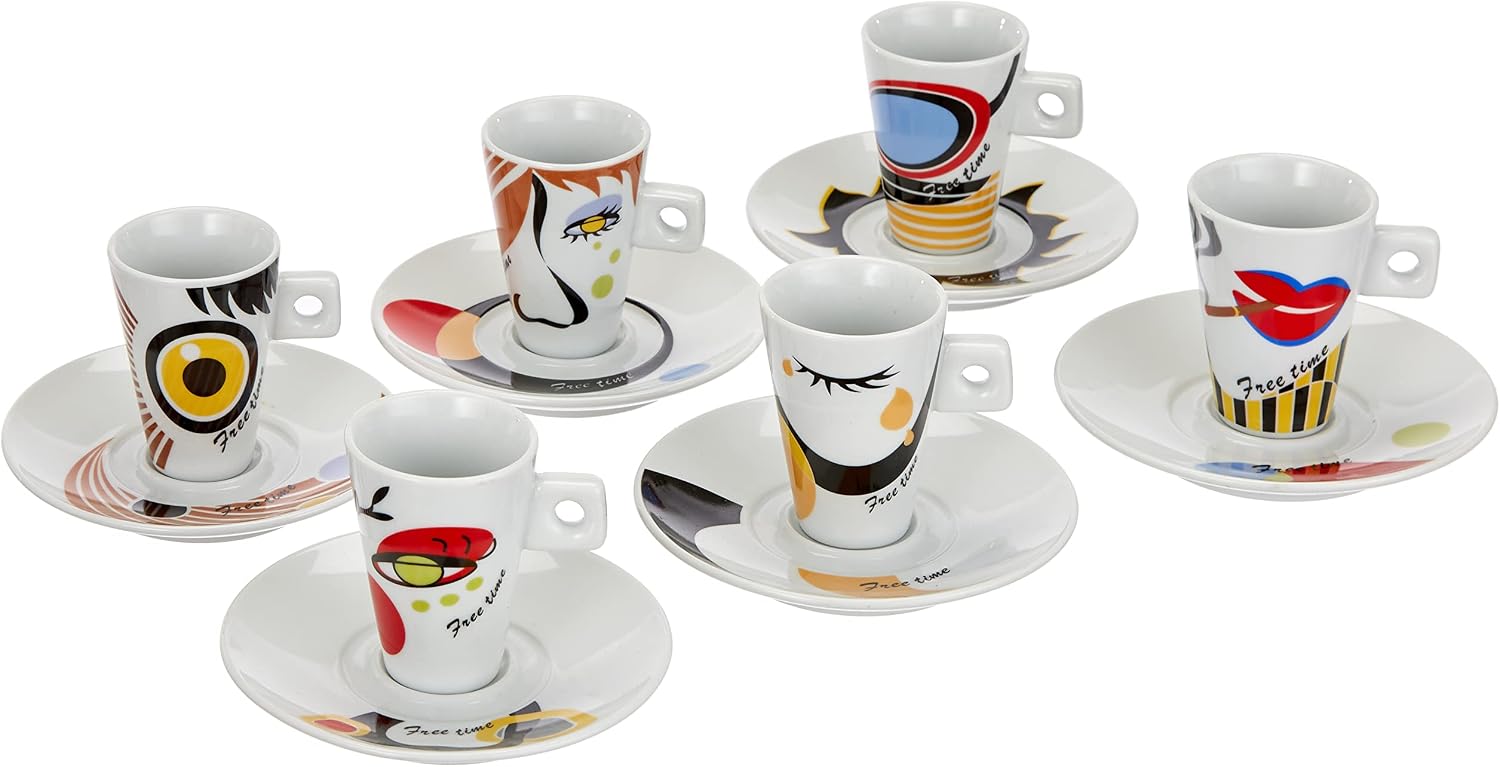 Detalle de Zeller 26505 – 12-elementowy zestaw do espresso z porcelany, 6 wzorów