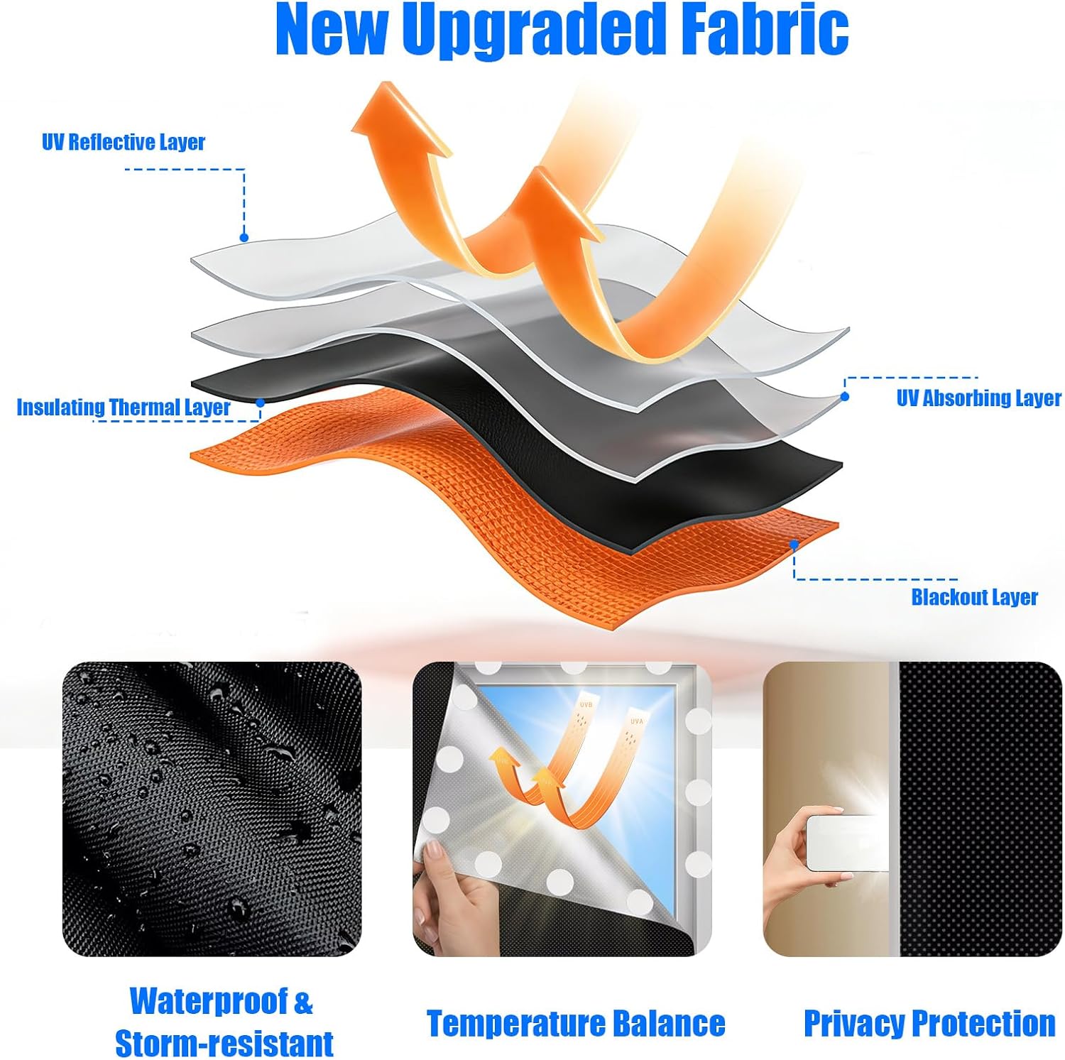 Thumbnail 2 de Bszatan Blackout Blind, 300 x 145 cm – Temporary No- Drill Privacy & Sleep Shade