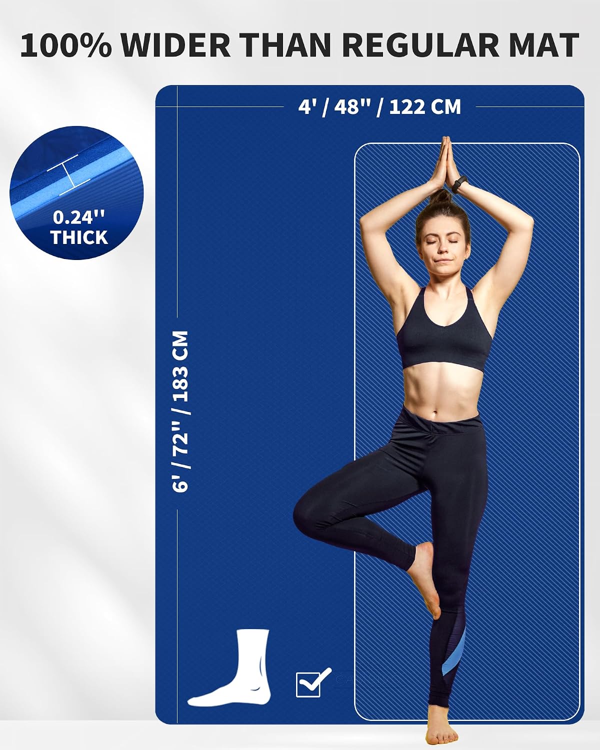Detalle 2 de CAMBIVO 72" x 48" Large TPE Yoga Mat with 0.24" Cushioning