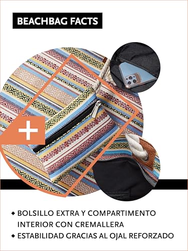 Thumbnail 3 de DonDon Bolso de playa grande impermeable con cremallera - Ethno