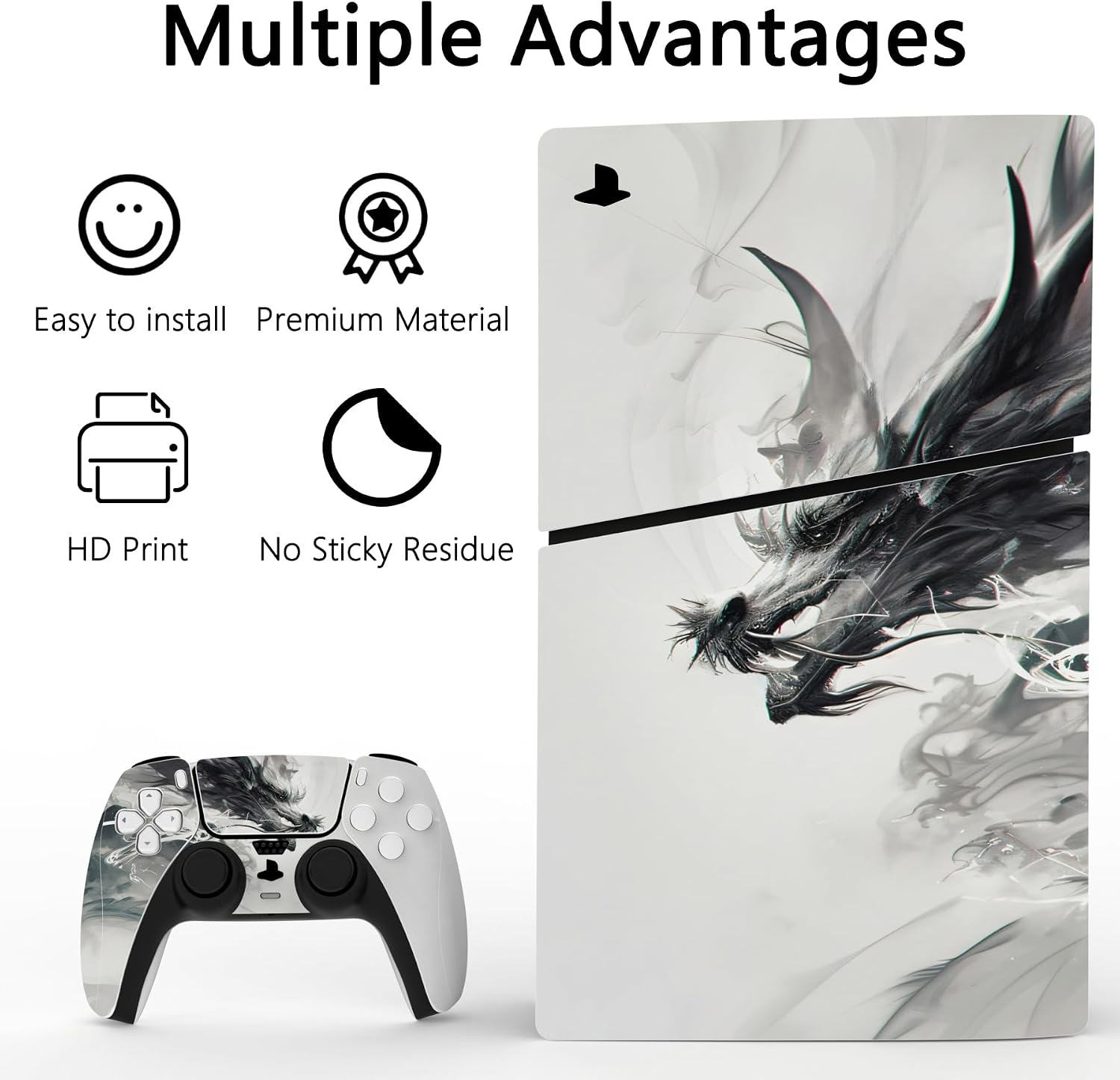 Thumbnail 2 de playvital PS5 Slim Skin Full Set Ink Spirit Dragon