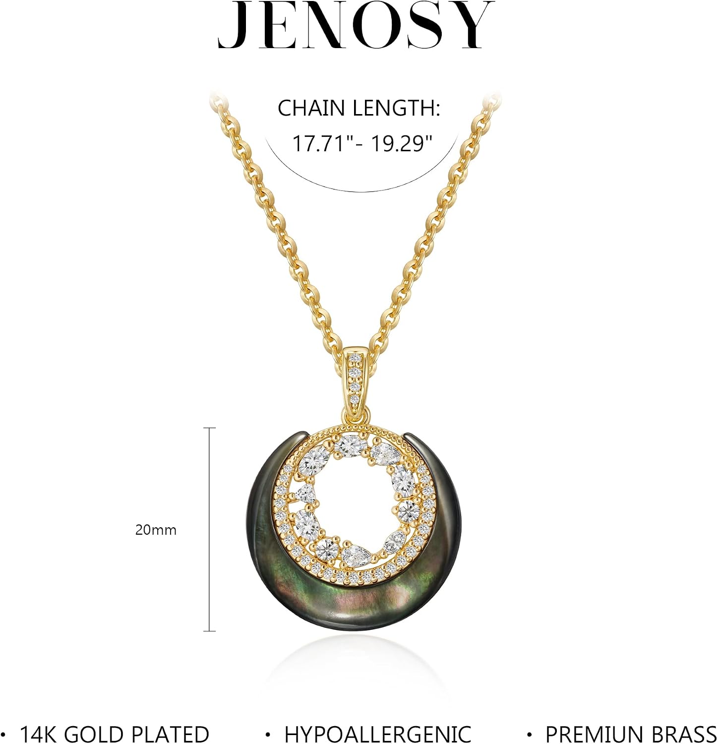 Detalle de Jenosy Gold Halsketten für Damen – 18K vergoldete Kette mit Medaillon Anhänger (45–50 cm)